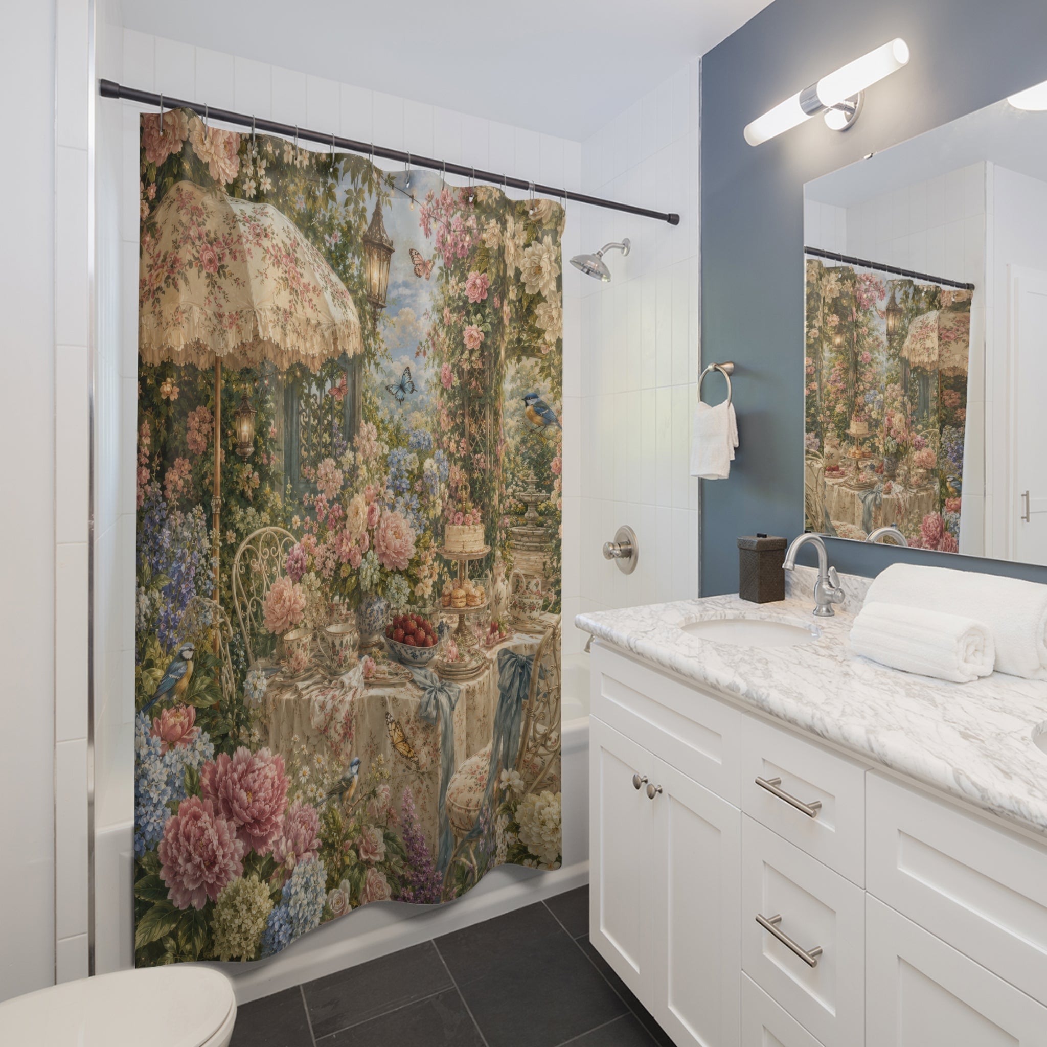 Garden Party Shower Curtain: Vintage Florals