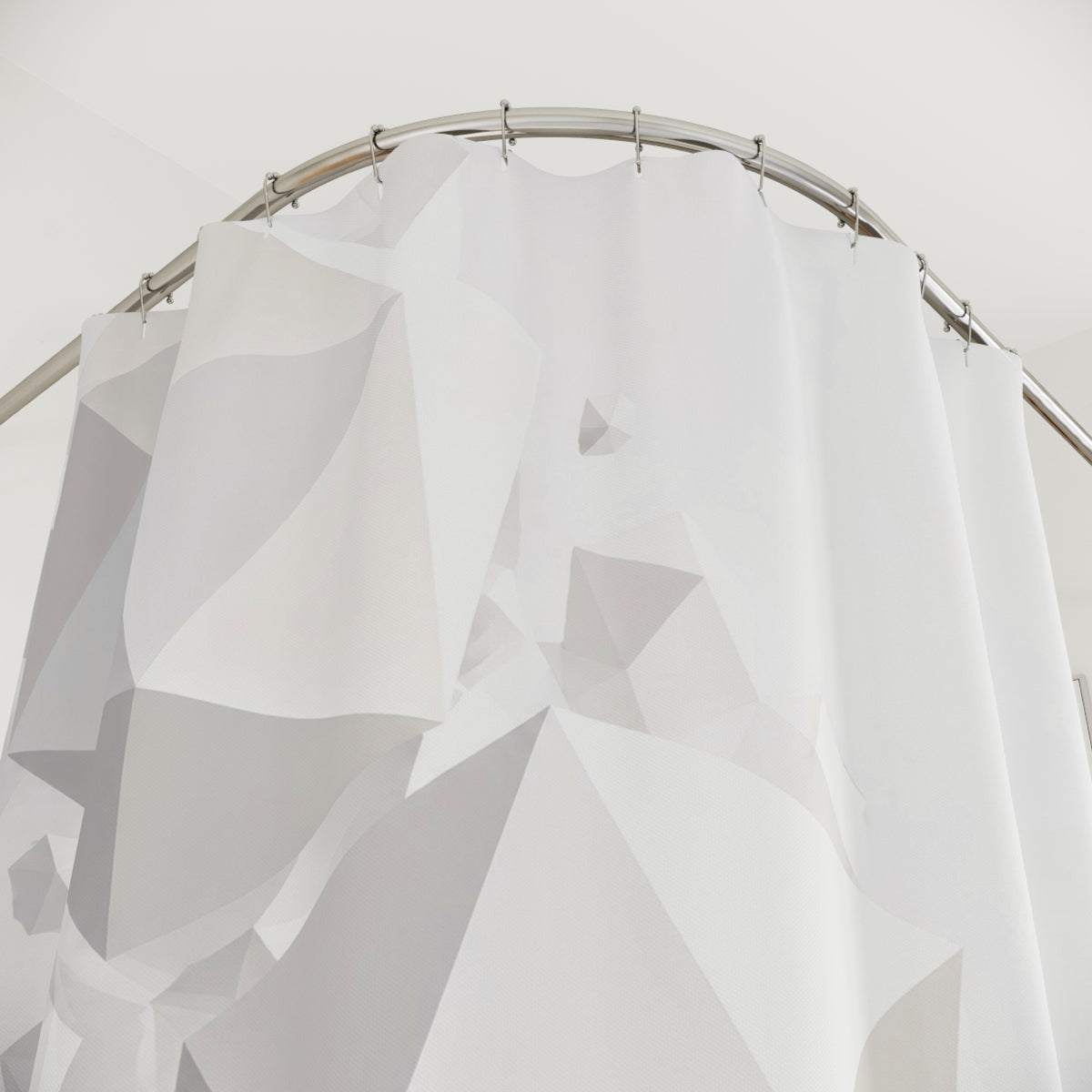 Floating Forms White Geometric Shower Curtain