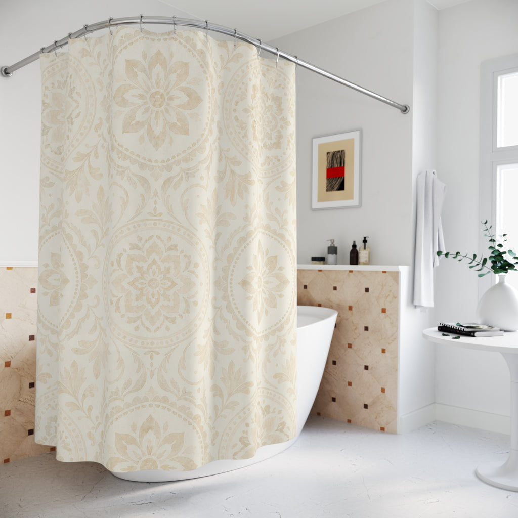 Beige Mandala Medallion Shower Curtain