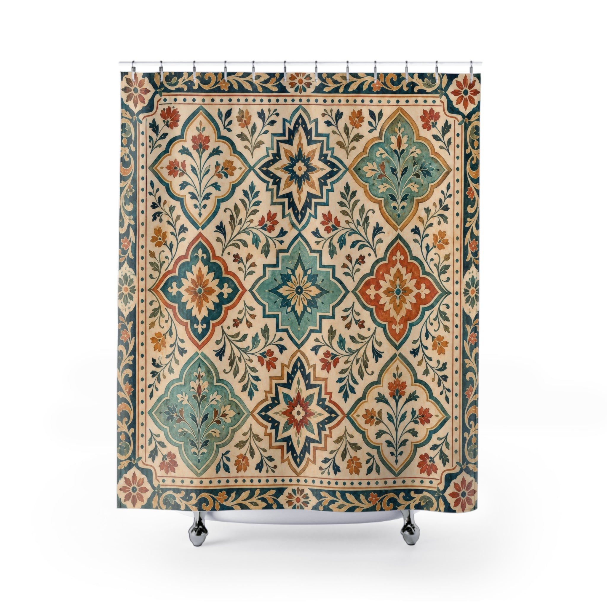 Moroccan Tile Boho Shower Curtain