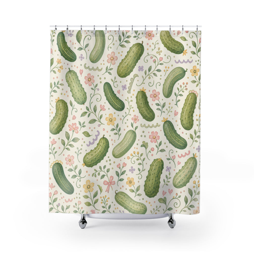 Cute Pickle Green Shower Curtain