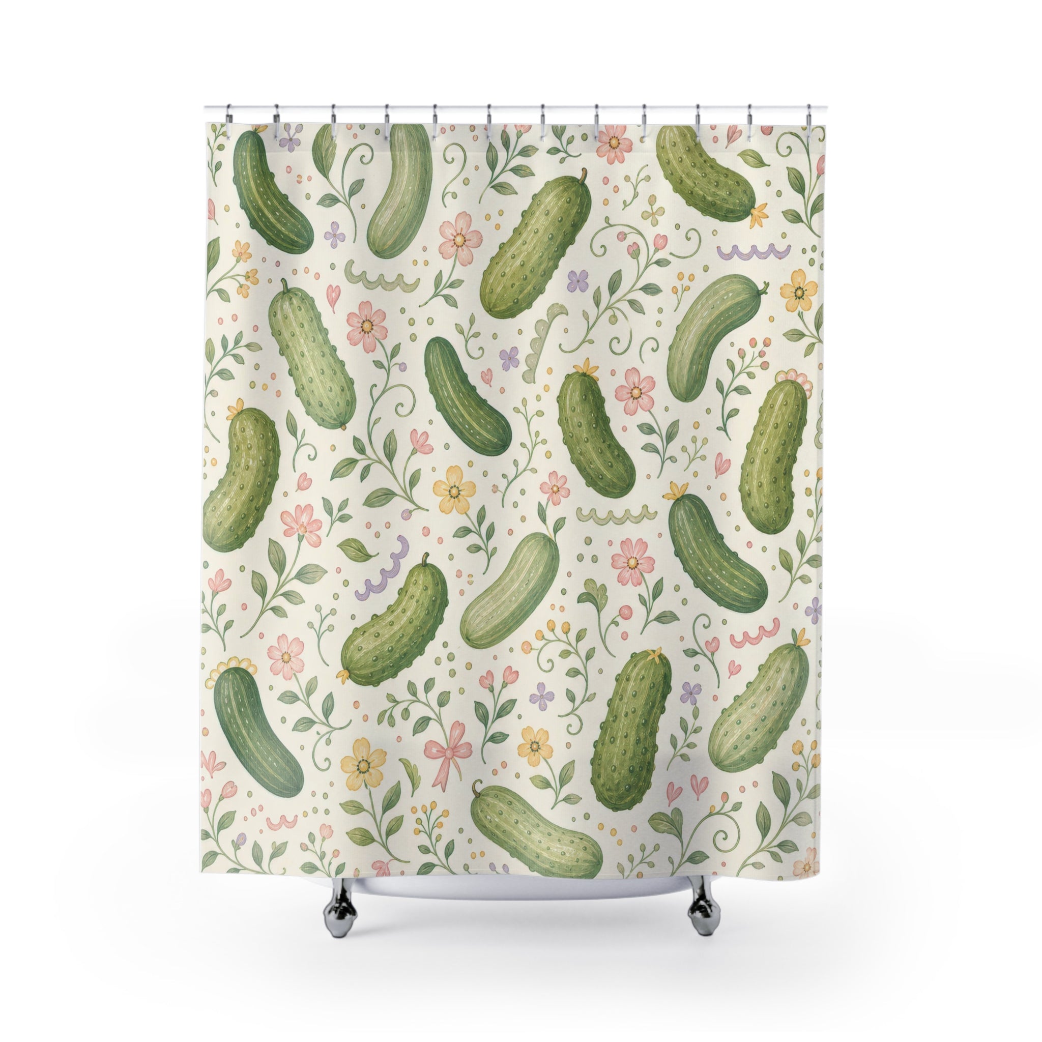 Cute Pickle Green Shower Curtain