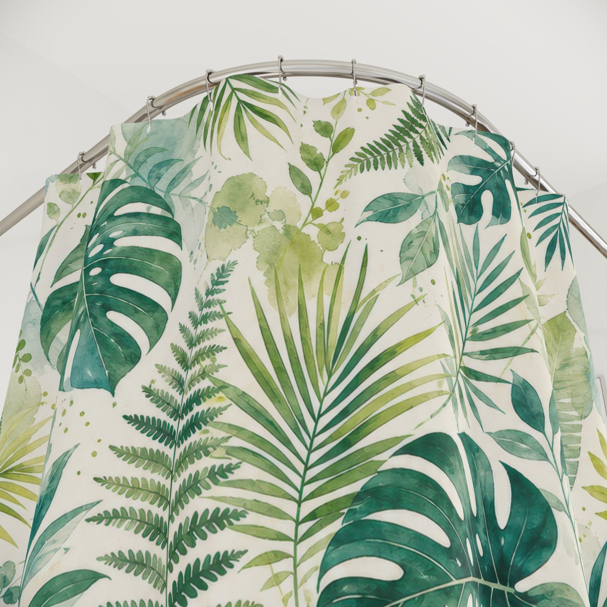 Palm Leaf Watercolor Tropical Floral Botanical Shower Curtain