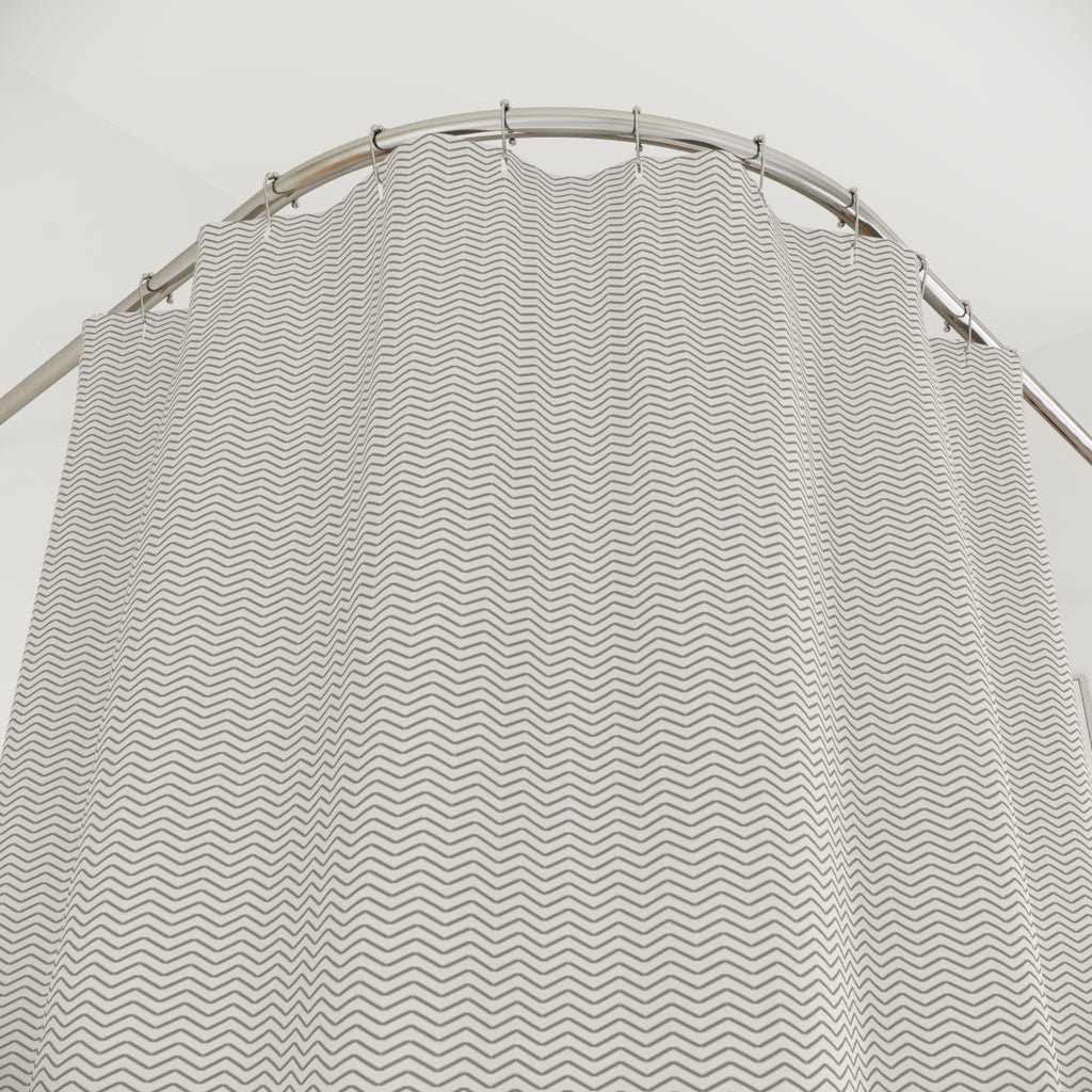 Farmhouse Herringbone Shower Curtain – Warm Grey