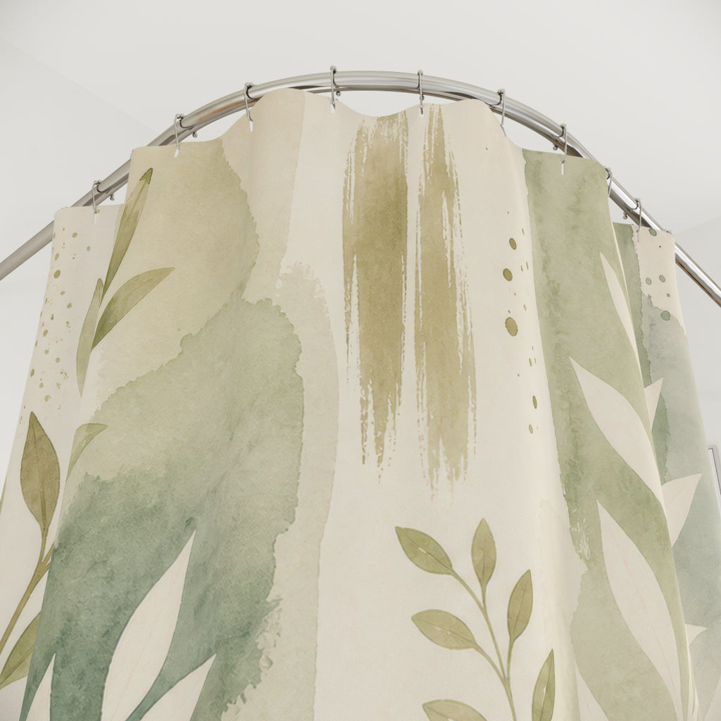 Light Green Botanical Sage Shower Curtain