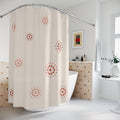 Beige and Coral Floral Dot Shower Curtain
