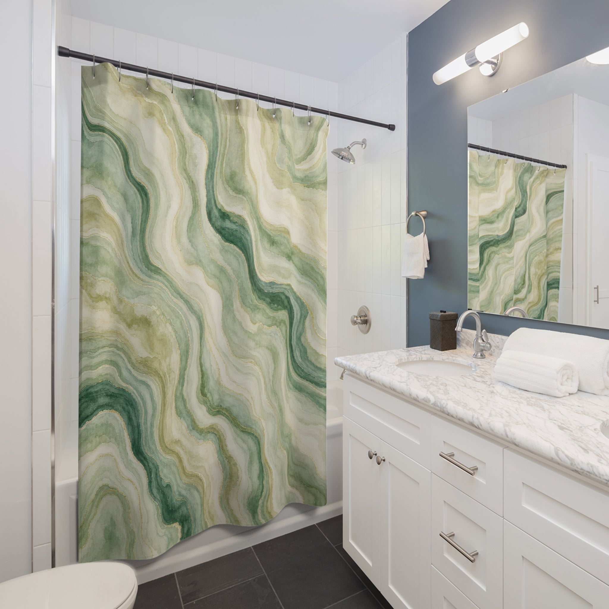 Soft Malachite Green Shower Curtain