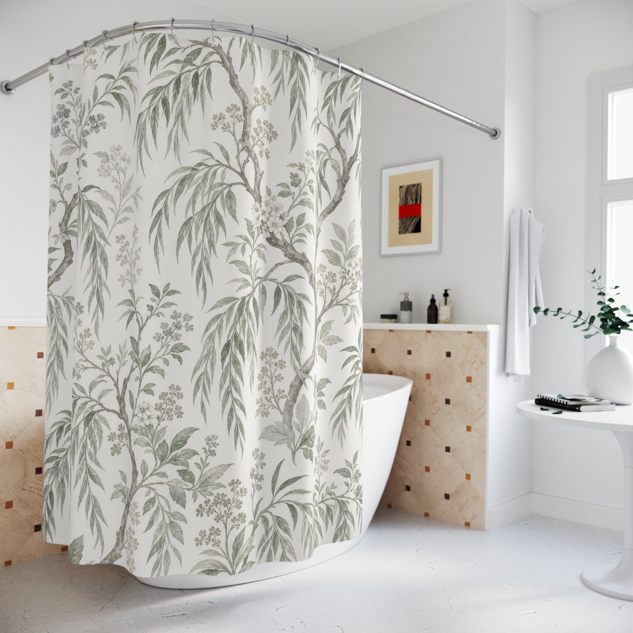 Green Chinoiserie Shower Curtain