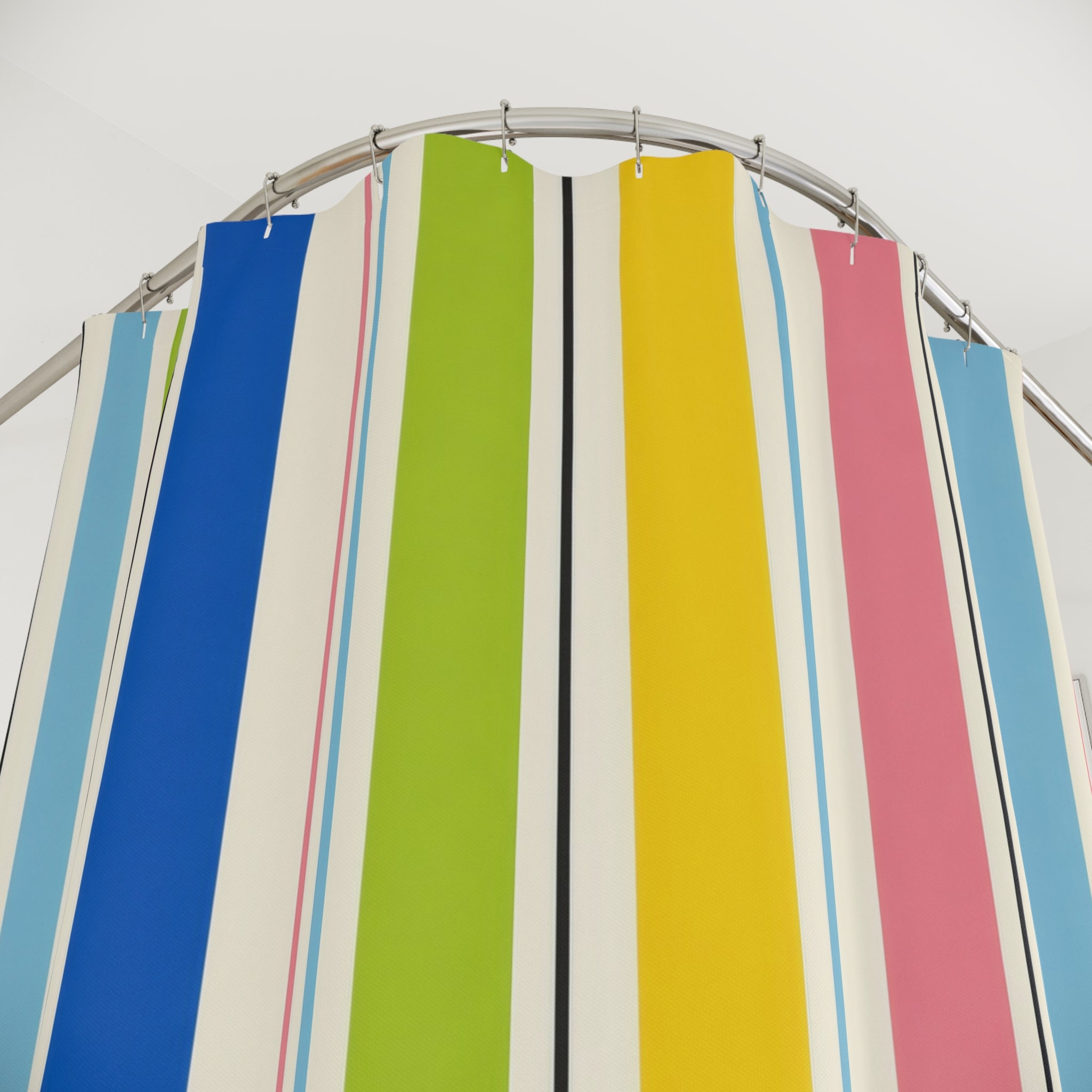 Bright Narrow Rainbow Stripe Shower Curtain