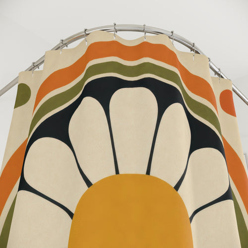 60s Daisy Retro Shower Curtain