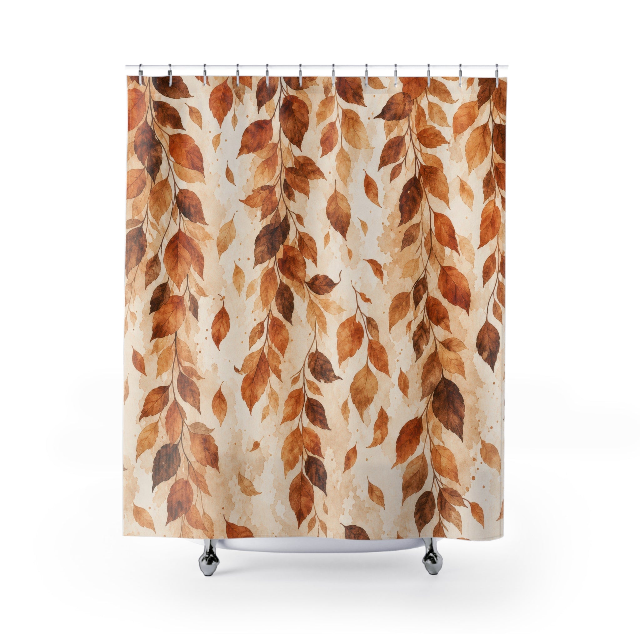 Orange Brown Botanical Branch Shower Curtain