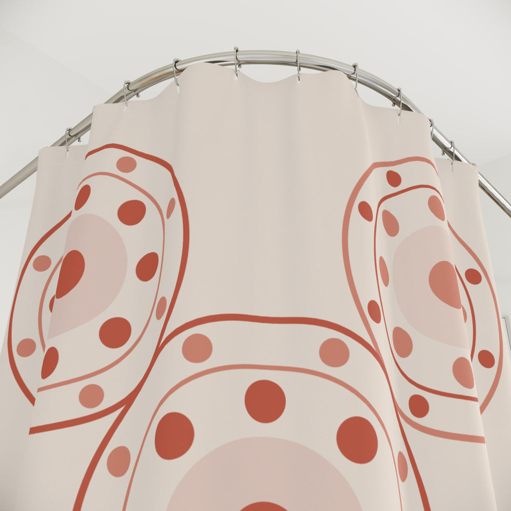 Beige and Coral Folk Medallion Shower Curtain