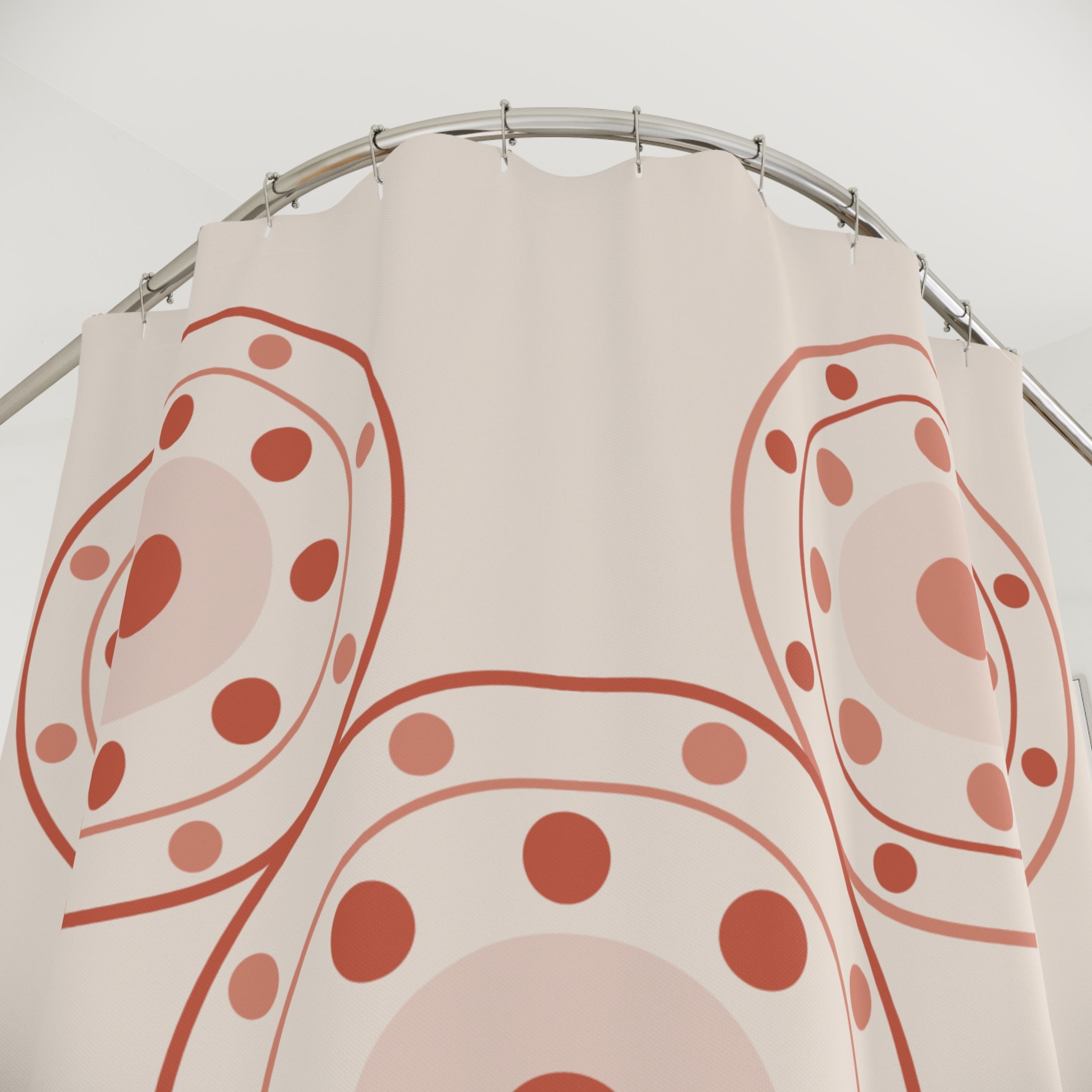 Beige and Coral Folk Medallion Shower Curtain