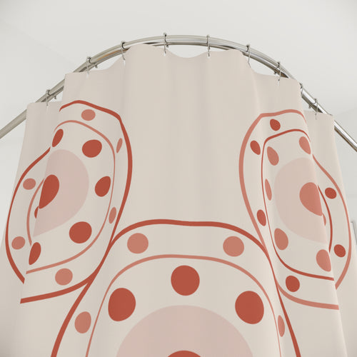 Beige and Coral Folk Medallion Shower Curtain