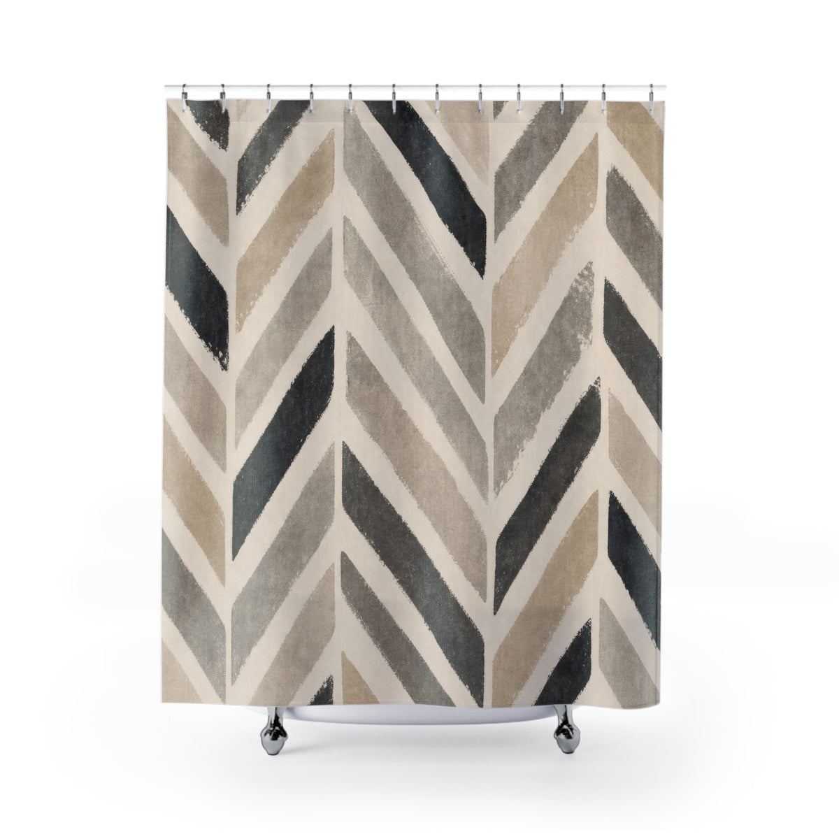 Black Beige Chevron Stripe Shower Curtain