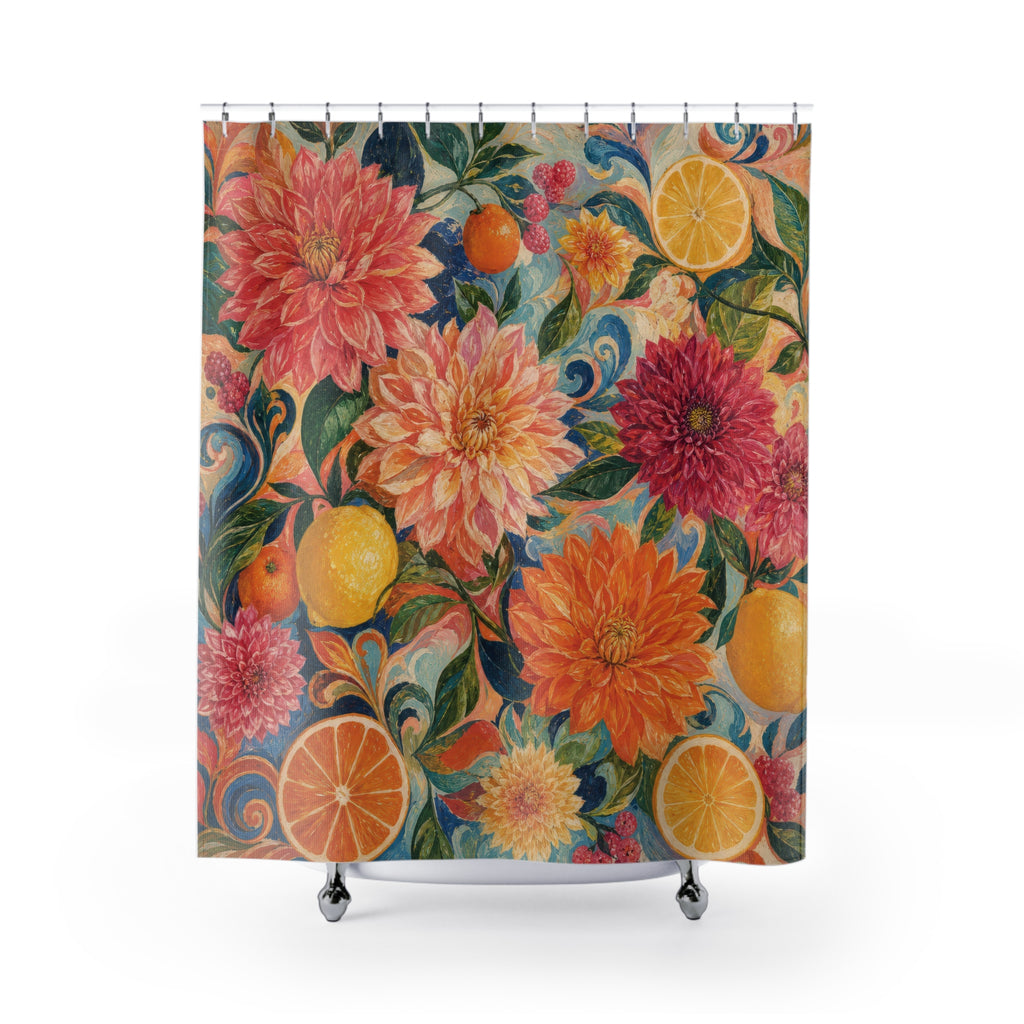 Citrus Dahlia Reverie Shower Curtain
