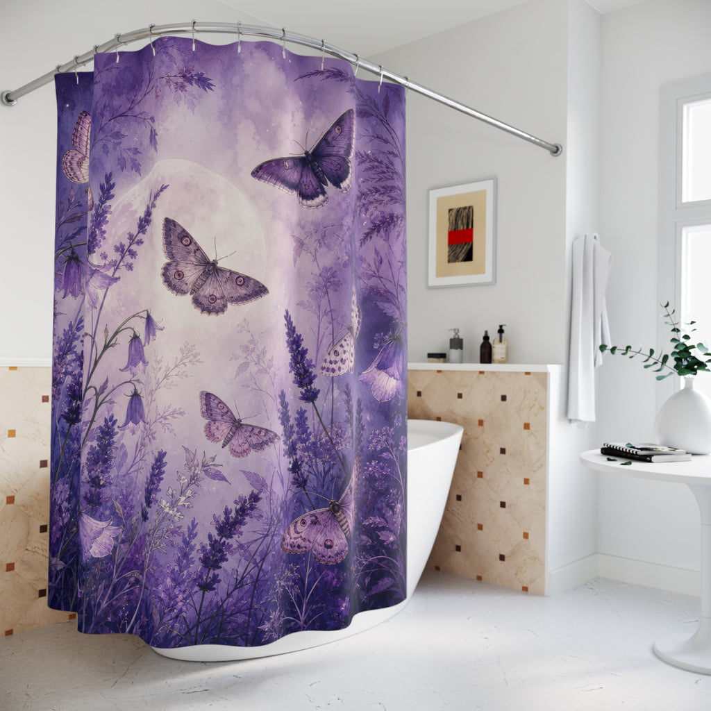 Moonlit Lavender Moth Shower Curtain