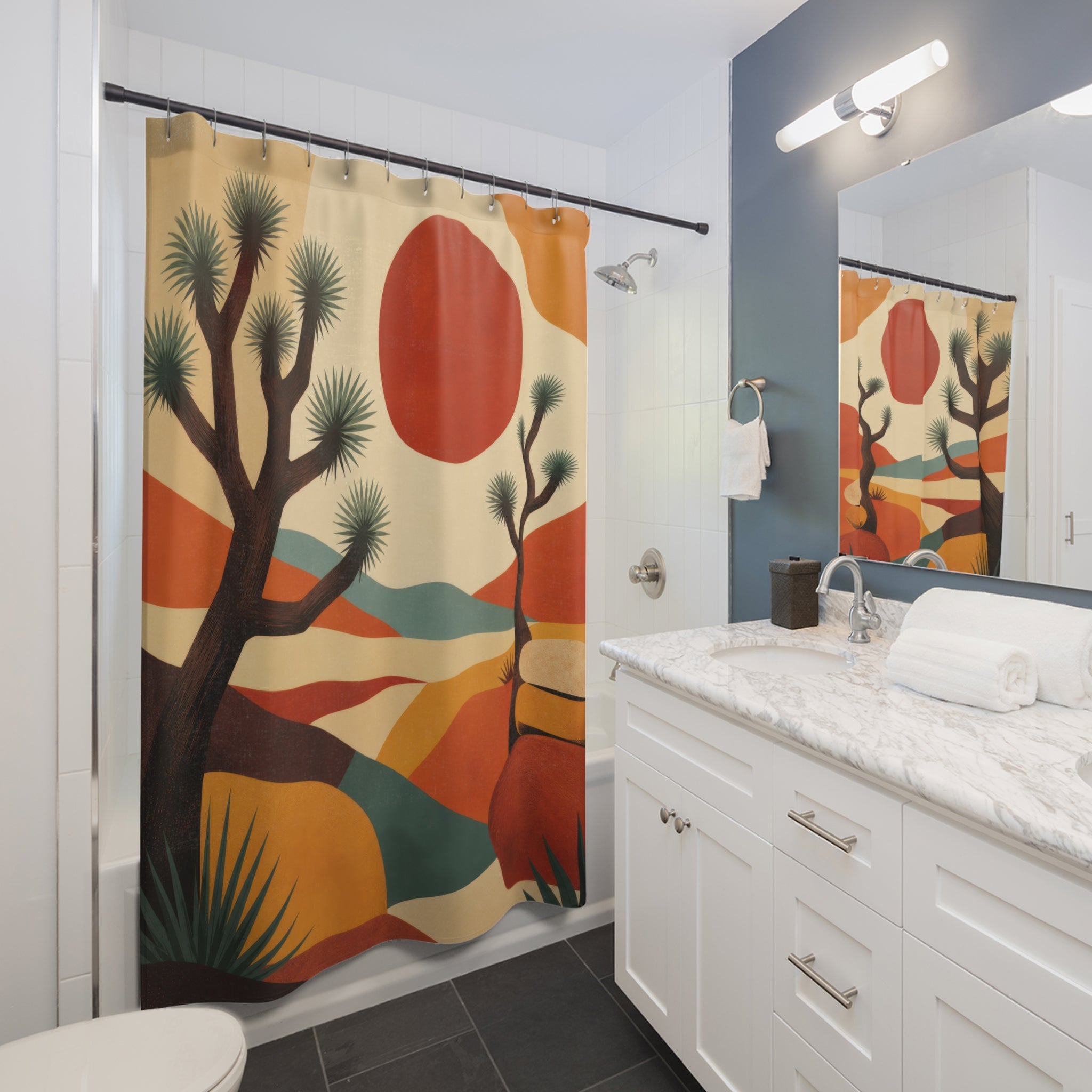 Mid Century Joshua Tree Shower Curtain