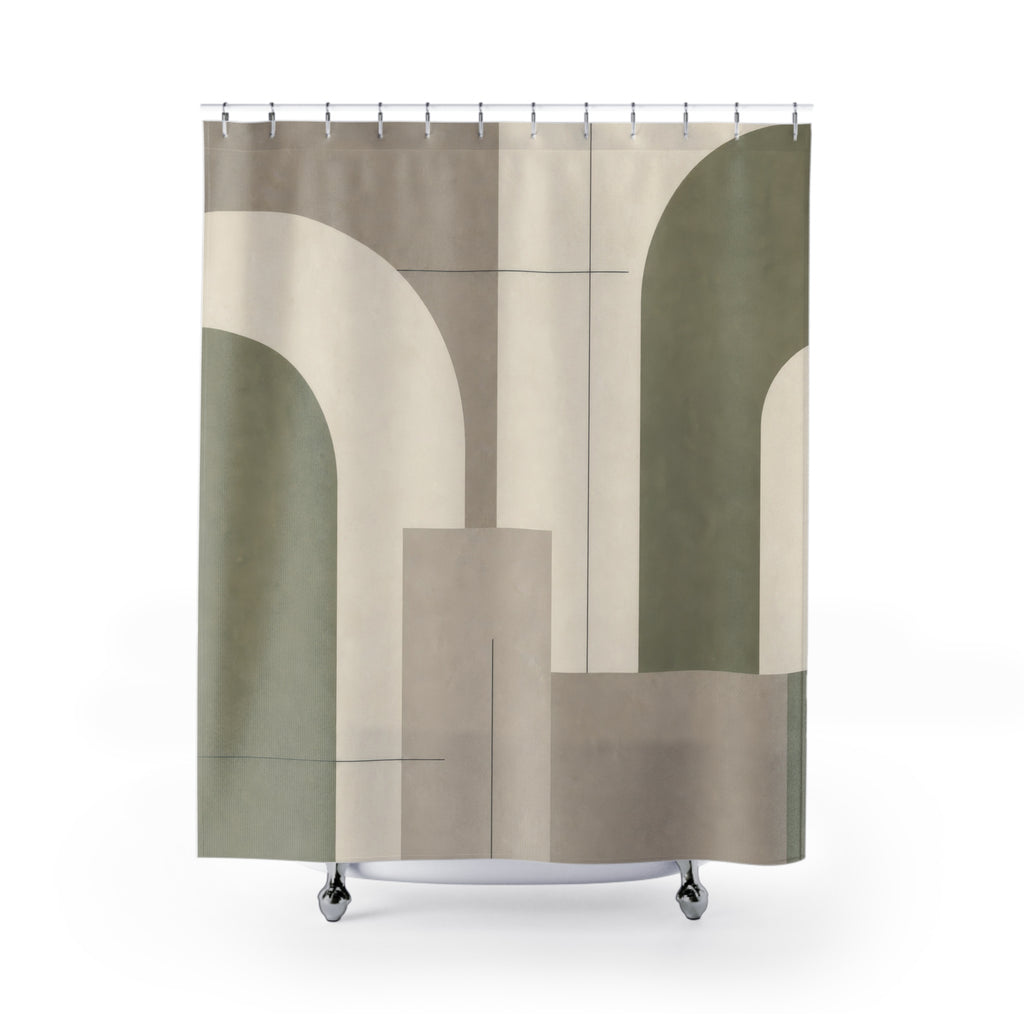 Beige Gray Modern Sage Green Shower Curtain