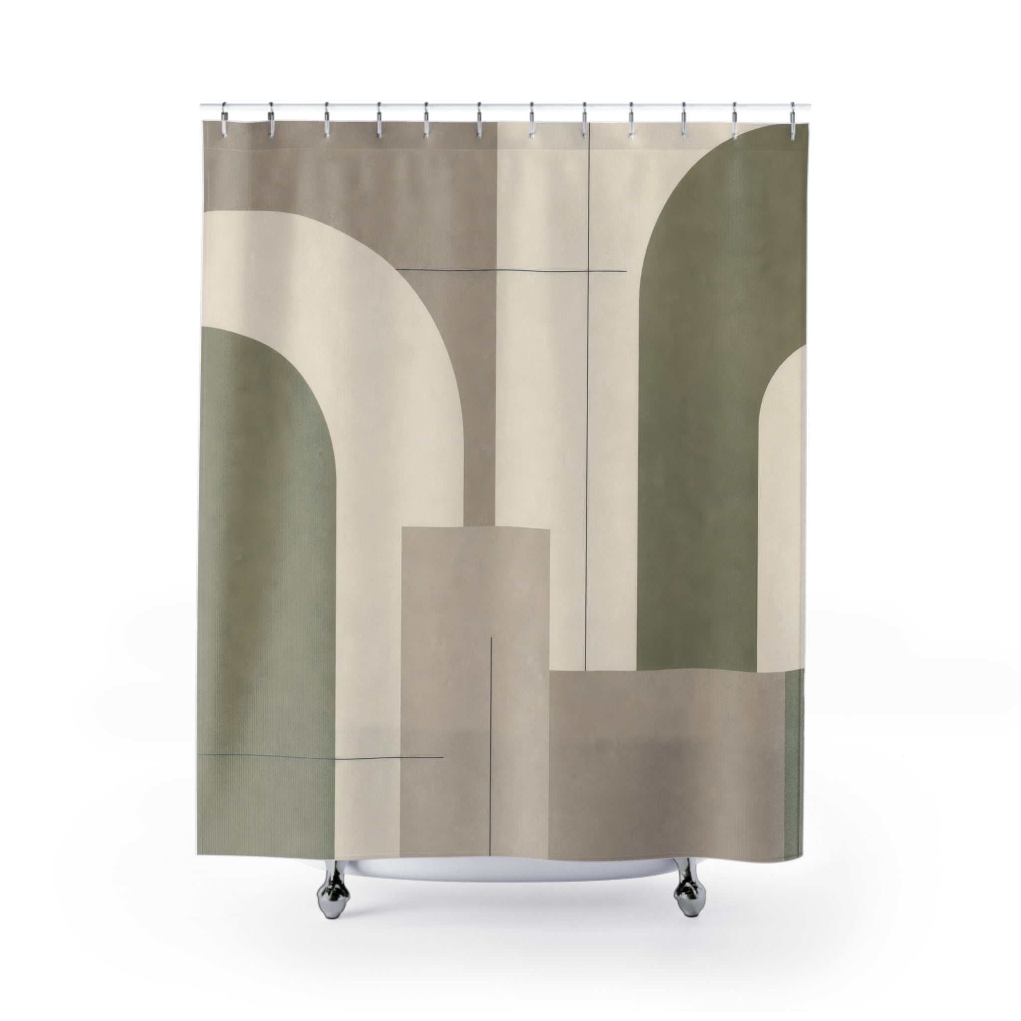Beige Gray Modern Sage Green Shower Curtain