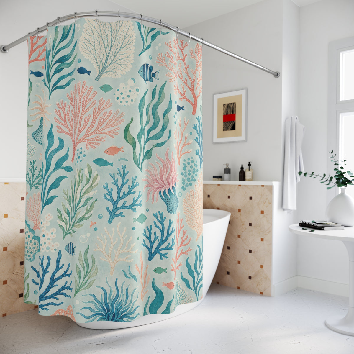 Aqua Coral Reef Shower Curtain