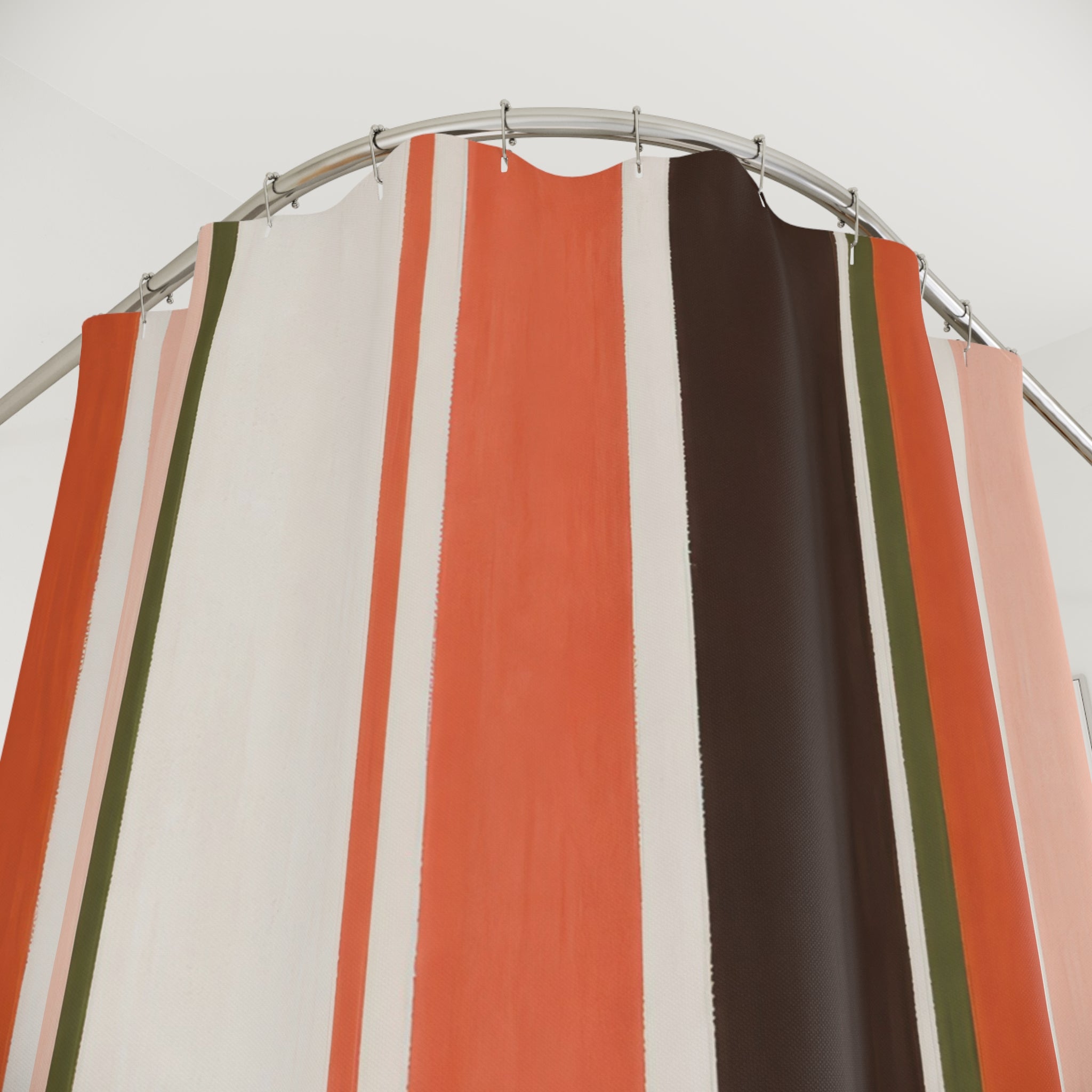 Rust Orange Brown Vertical Stripe Boho Striped Modern Line Shower Curtain