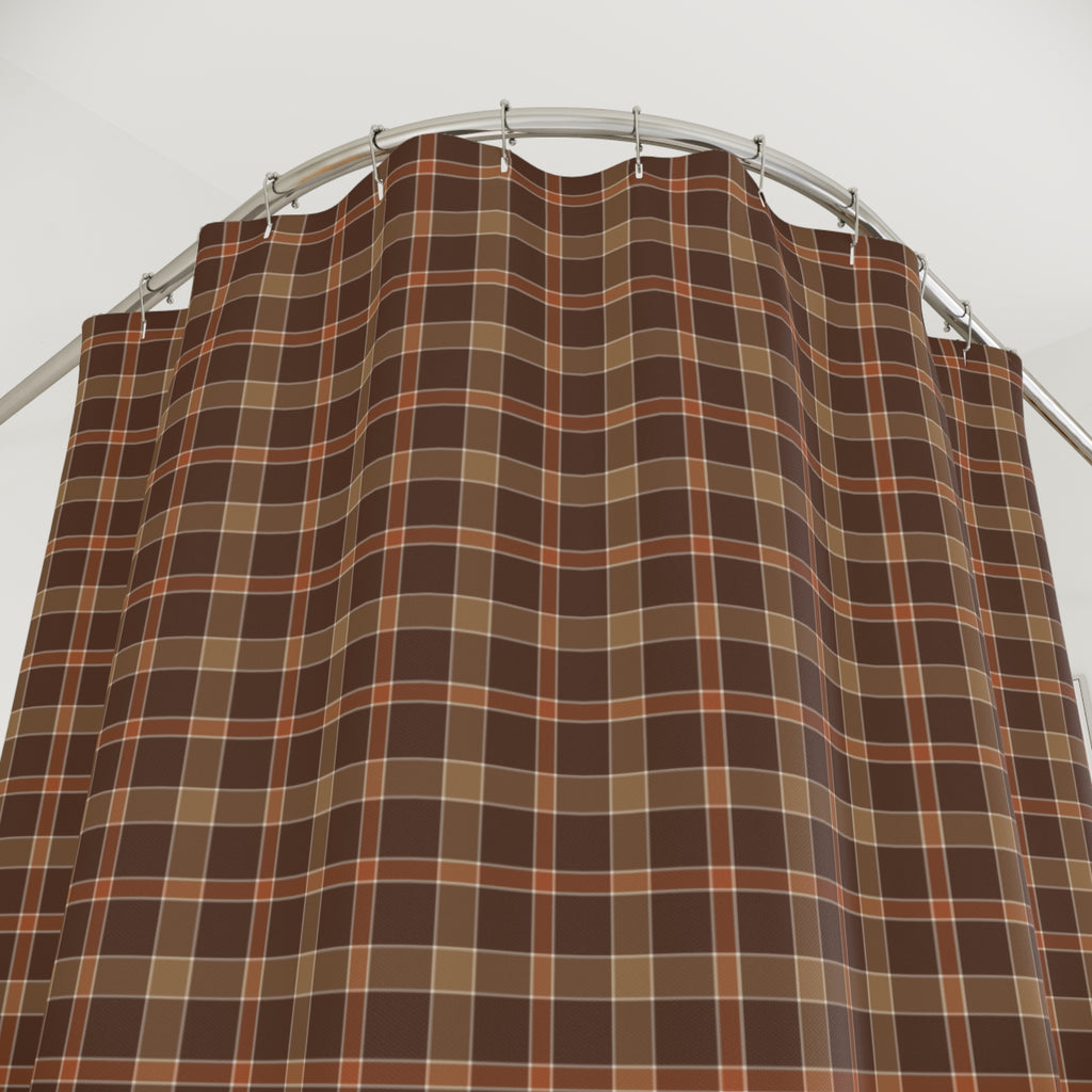 Warm Neutral Plaid Shower Curtain – Brown, Tan & Rust