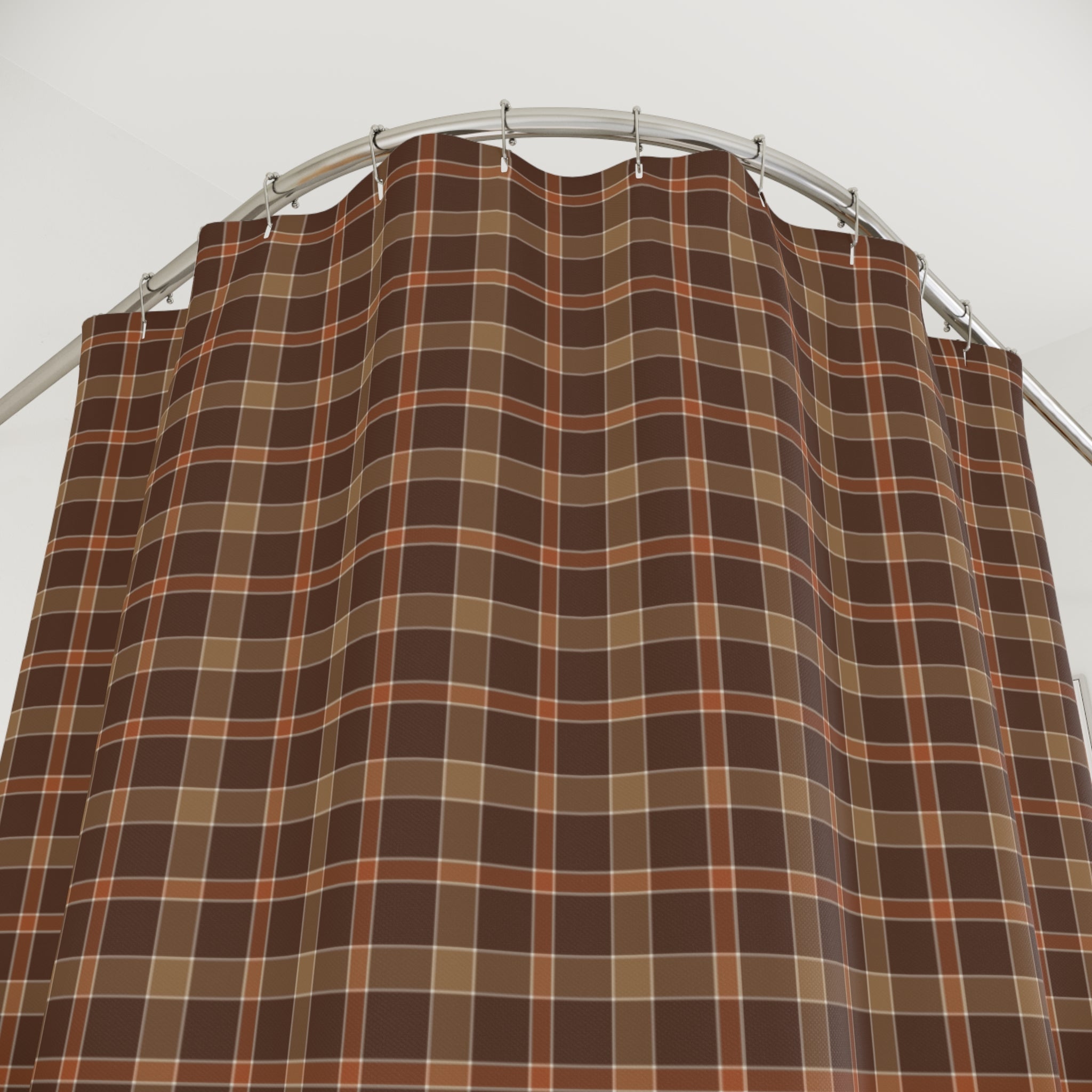 Warm Neutral Plaid Shower Curtain – Brown, Tan & Rust