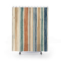 Aqua Blue Terracotta Stripe Shower Curtain