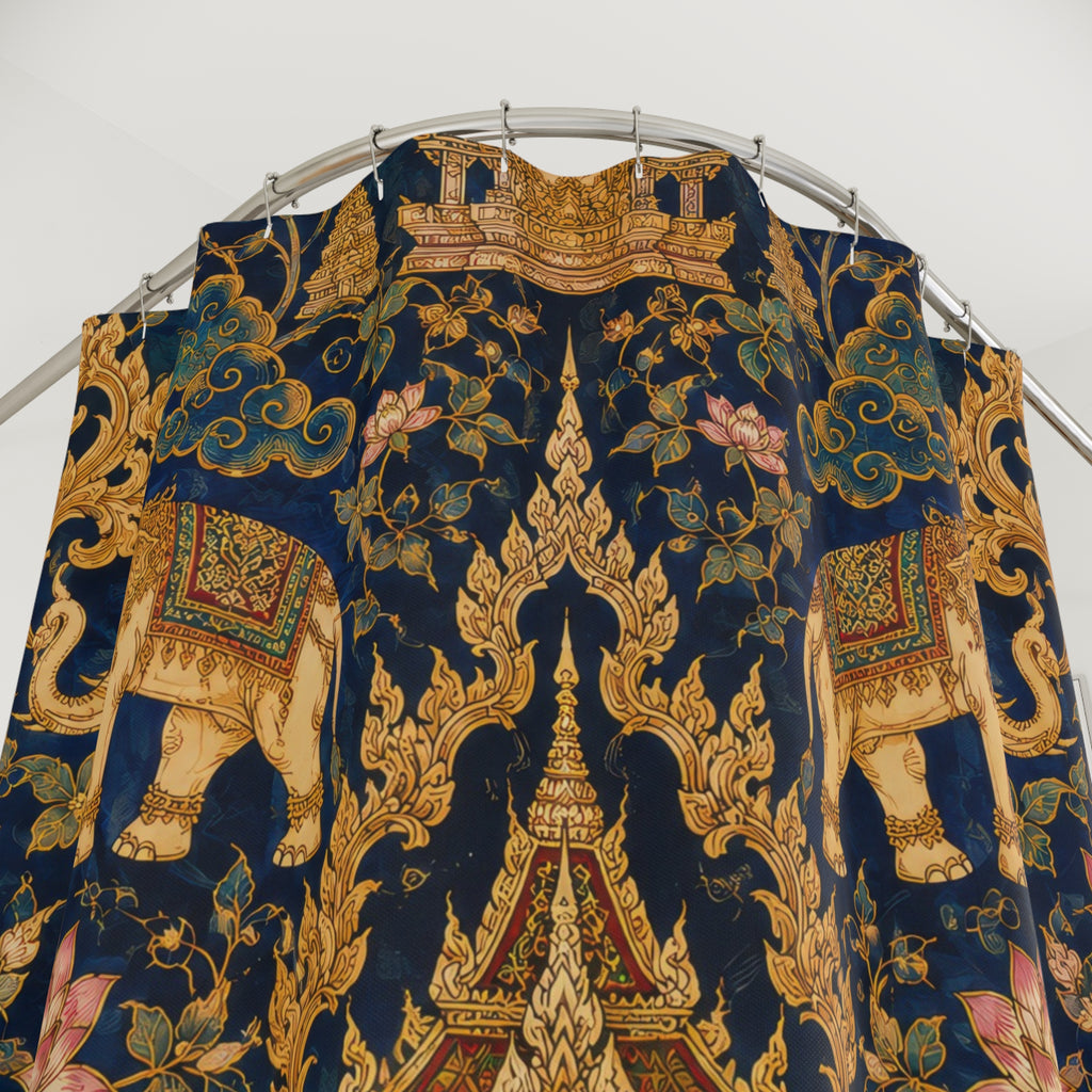 Thai Elephant Shower Curtain: Lotus Temple