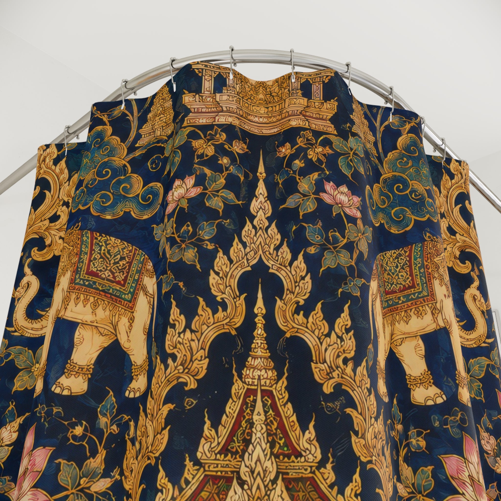 Thai Elephant Shower Curtain: Lotus Temple