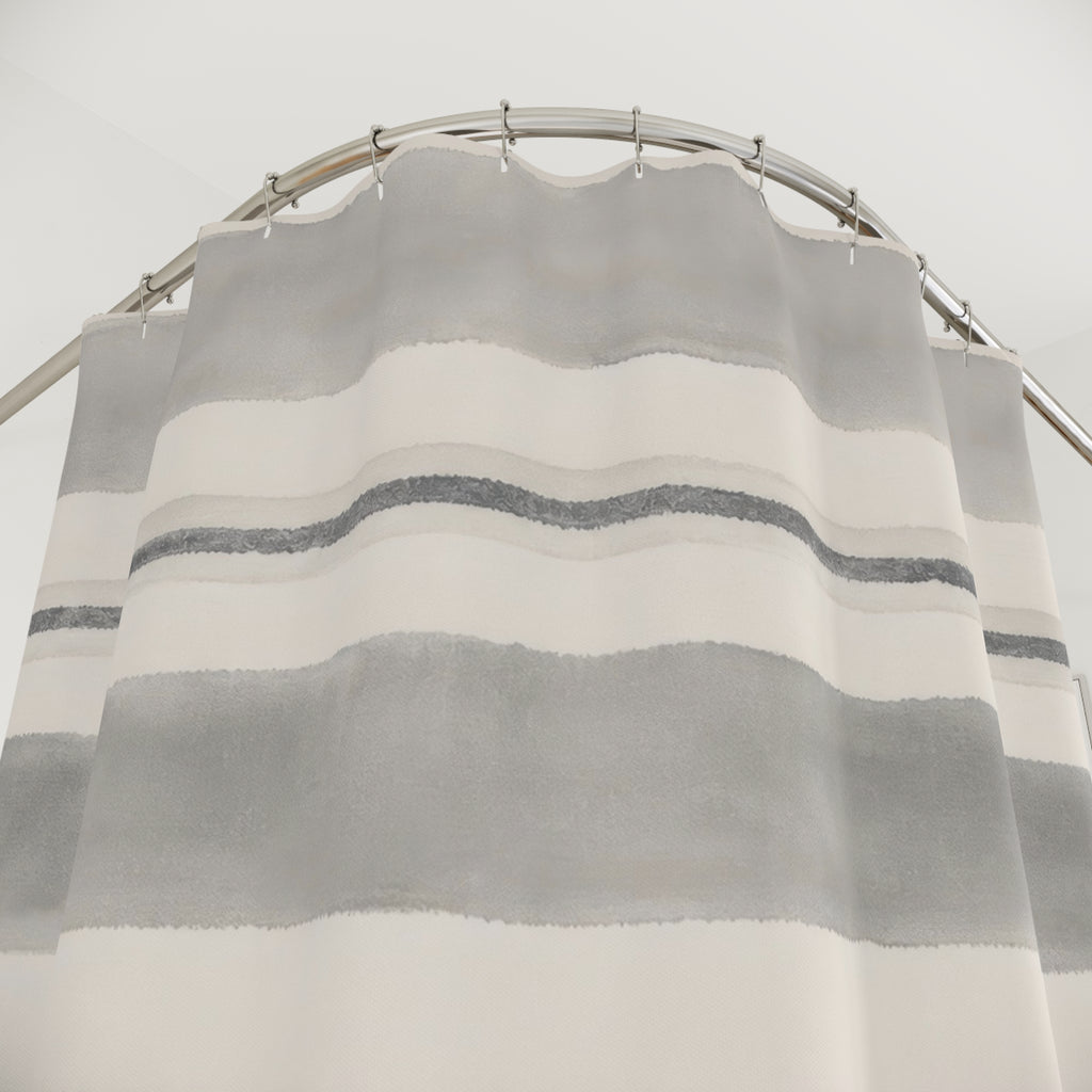 Soft Grey Horizontal Stripe Shower Curtain