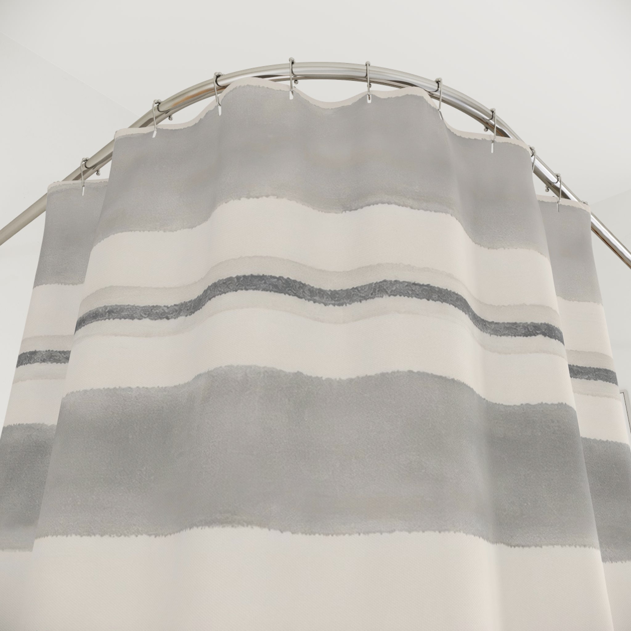 Soft Grey Horizontal Stripe Shower Curtain