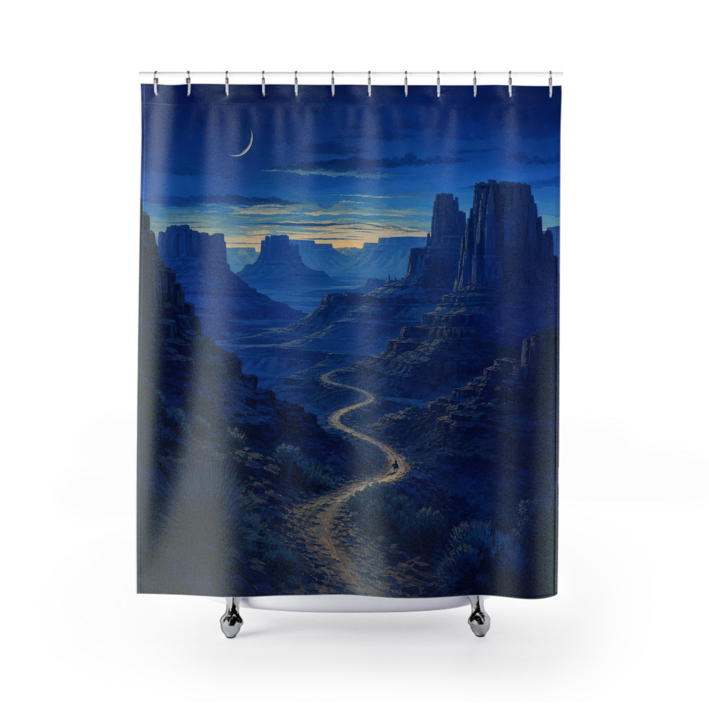Western Mesa Dark Blue Shower Curtain