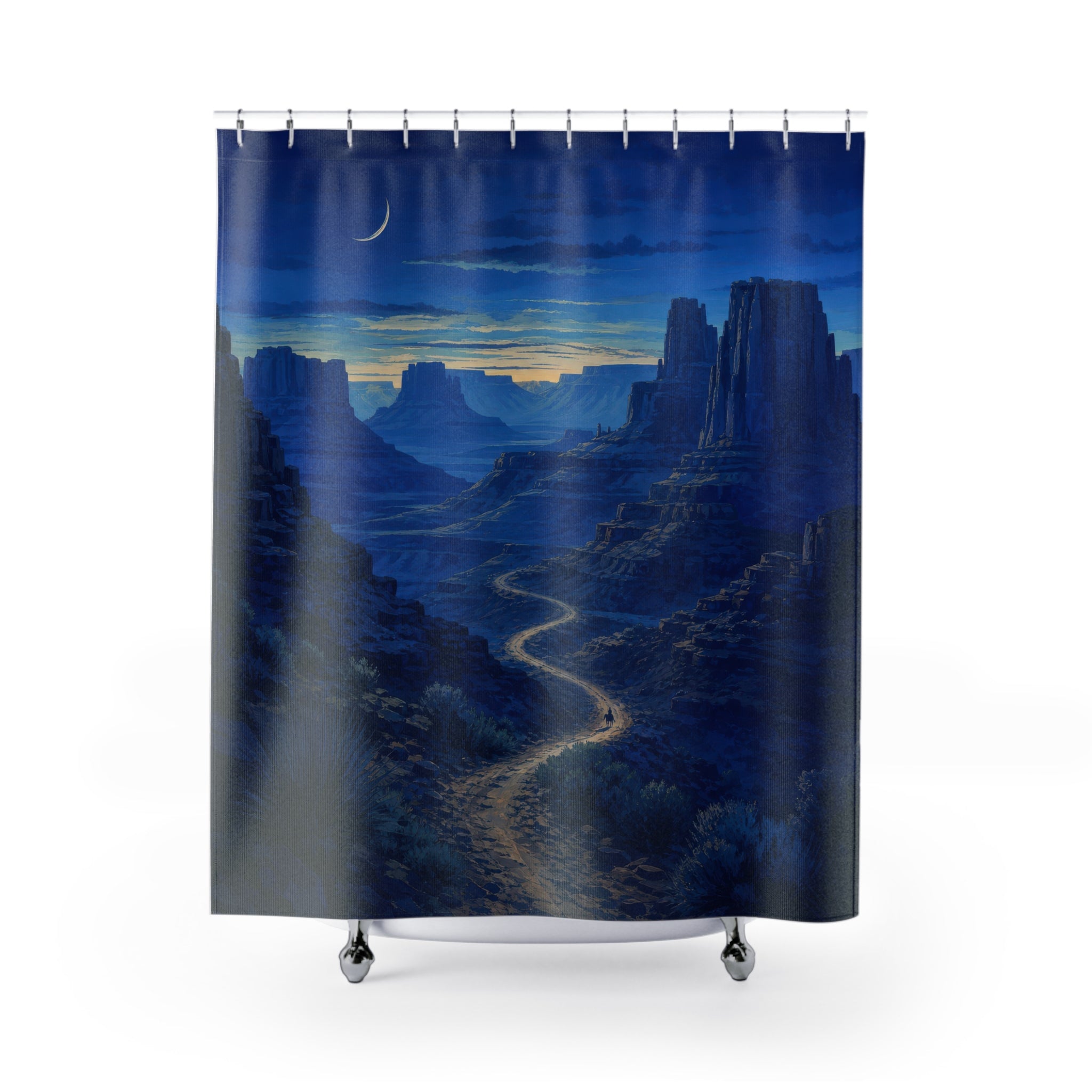 Western Mesa Dark Blue Shower Curtain