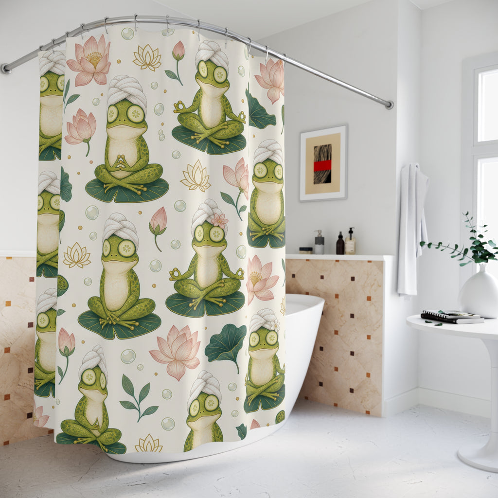 Frog Lily Pad Lotus Shower Curtain