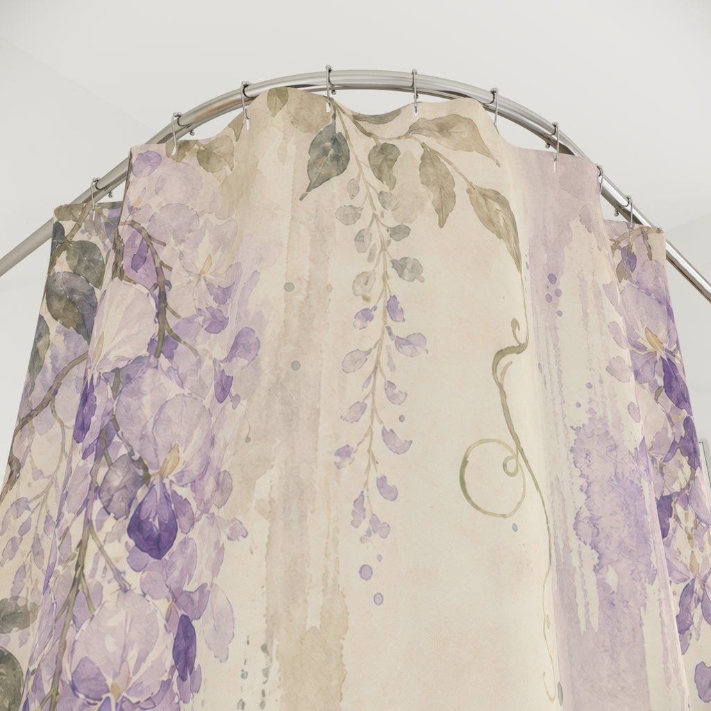 Wisteria Lavender Watercolor Floral Shower Curtain