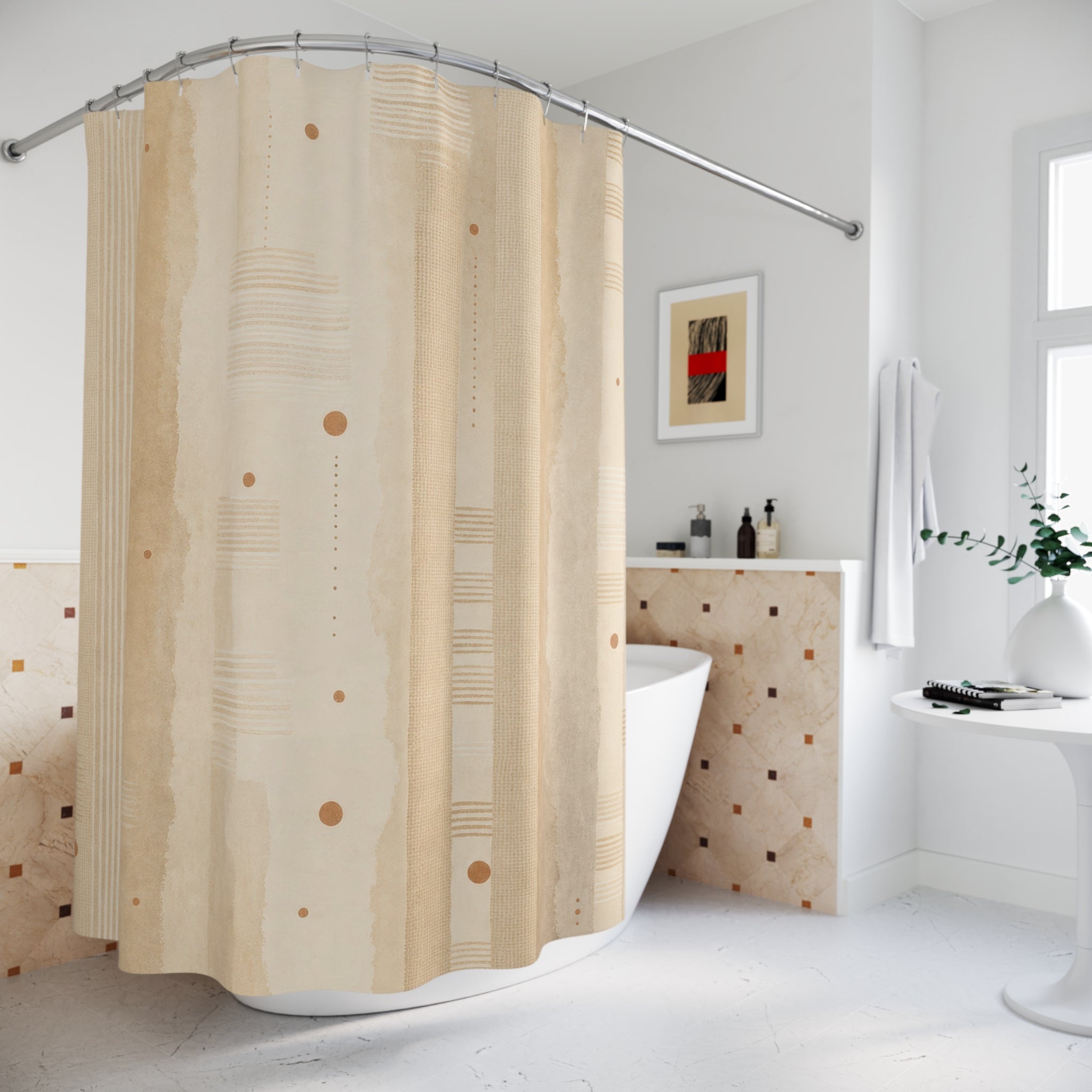 Beige Ombre Cream Shower Curtain