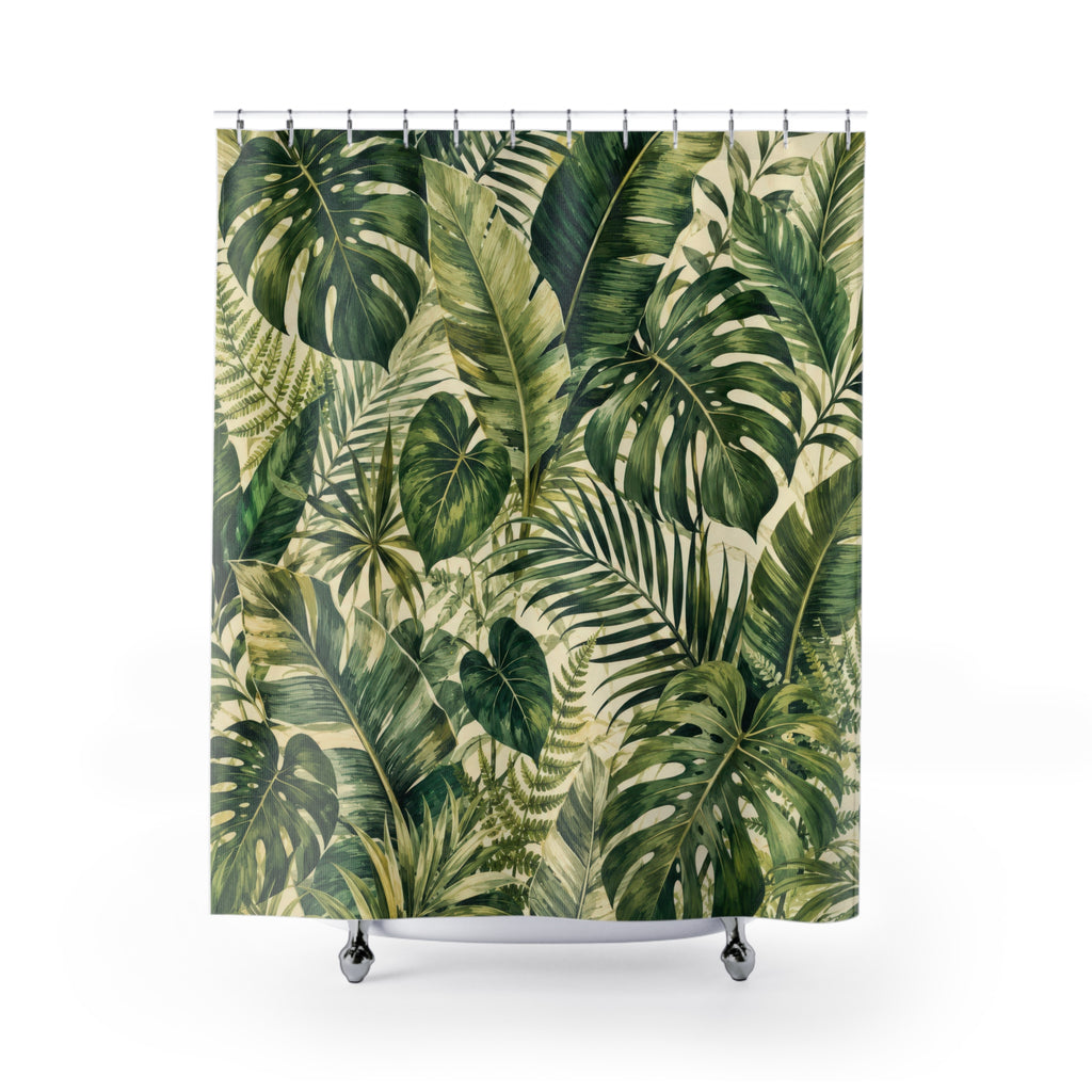 Tropical Leaf Shower Curtain: Green Botanical