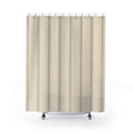 Beige Striped Shower Curtain, Cream Farmhouse Bath Decor, Pale Hairline Stripe Pattern, Airy Soft Neutral Guest Bathroom Decor Style