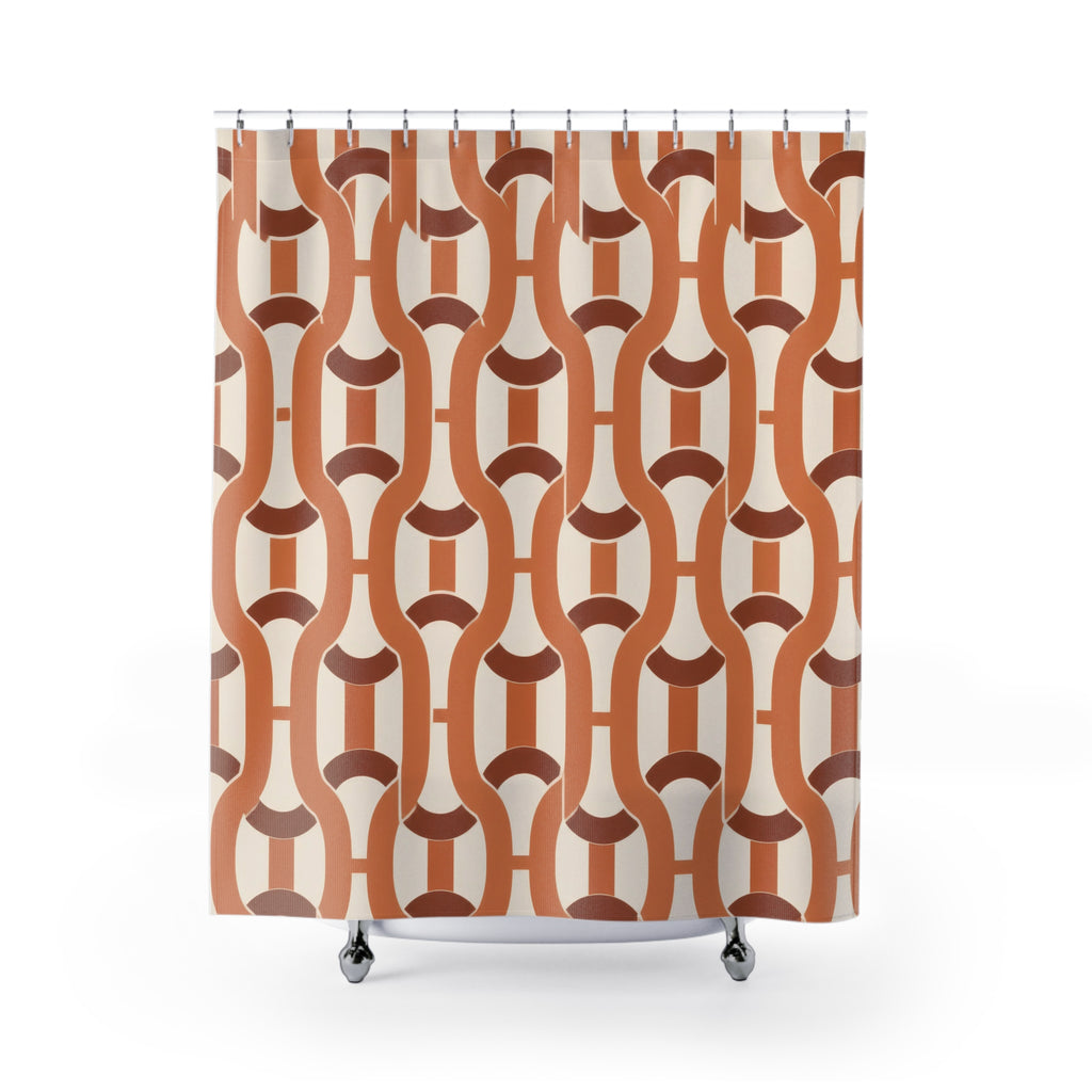 Terracotta Chain Link Lattice Shower Curtain