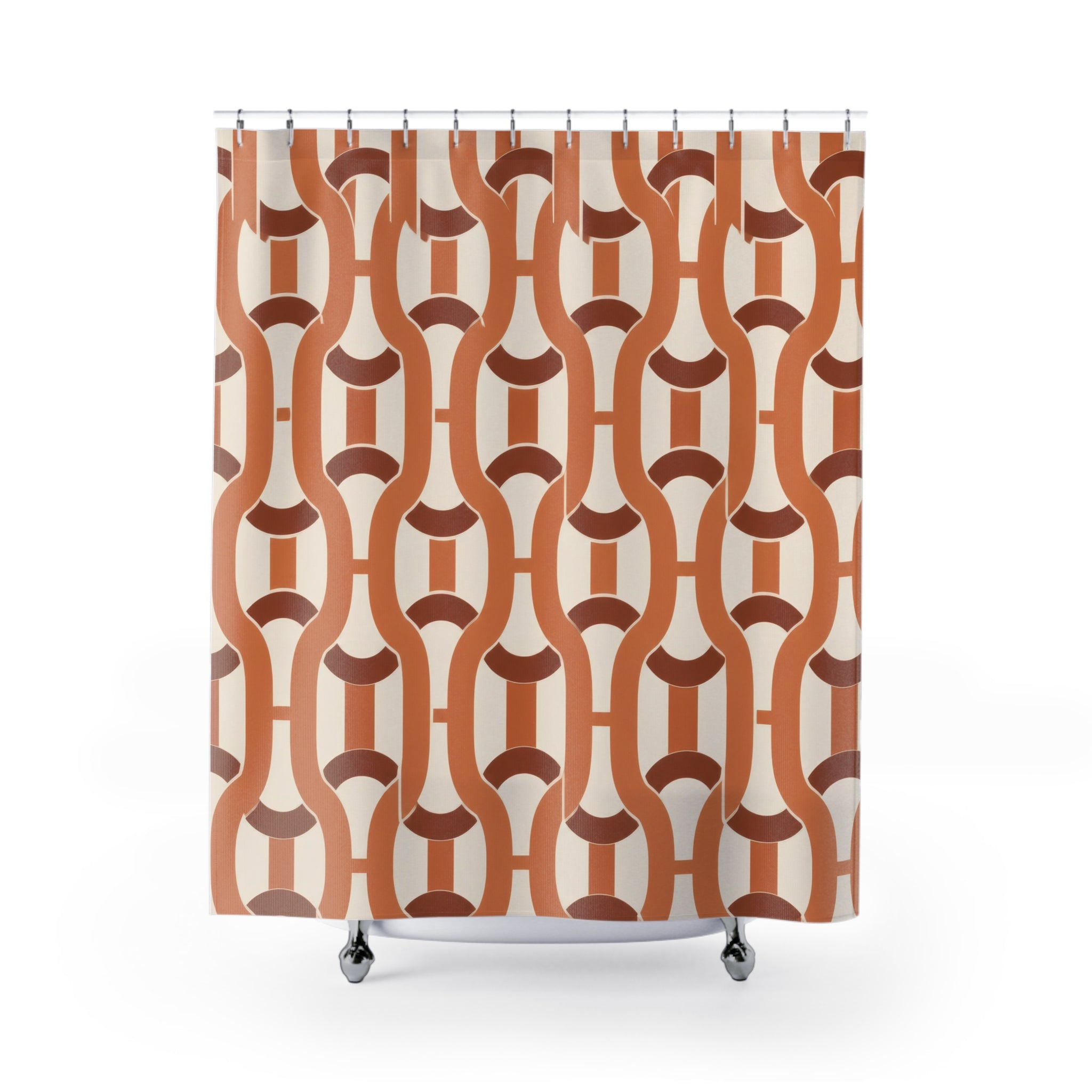 Terracotta Chain Link Lattice Shower Curtain