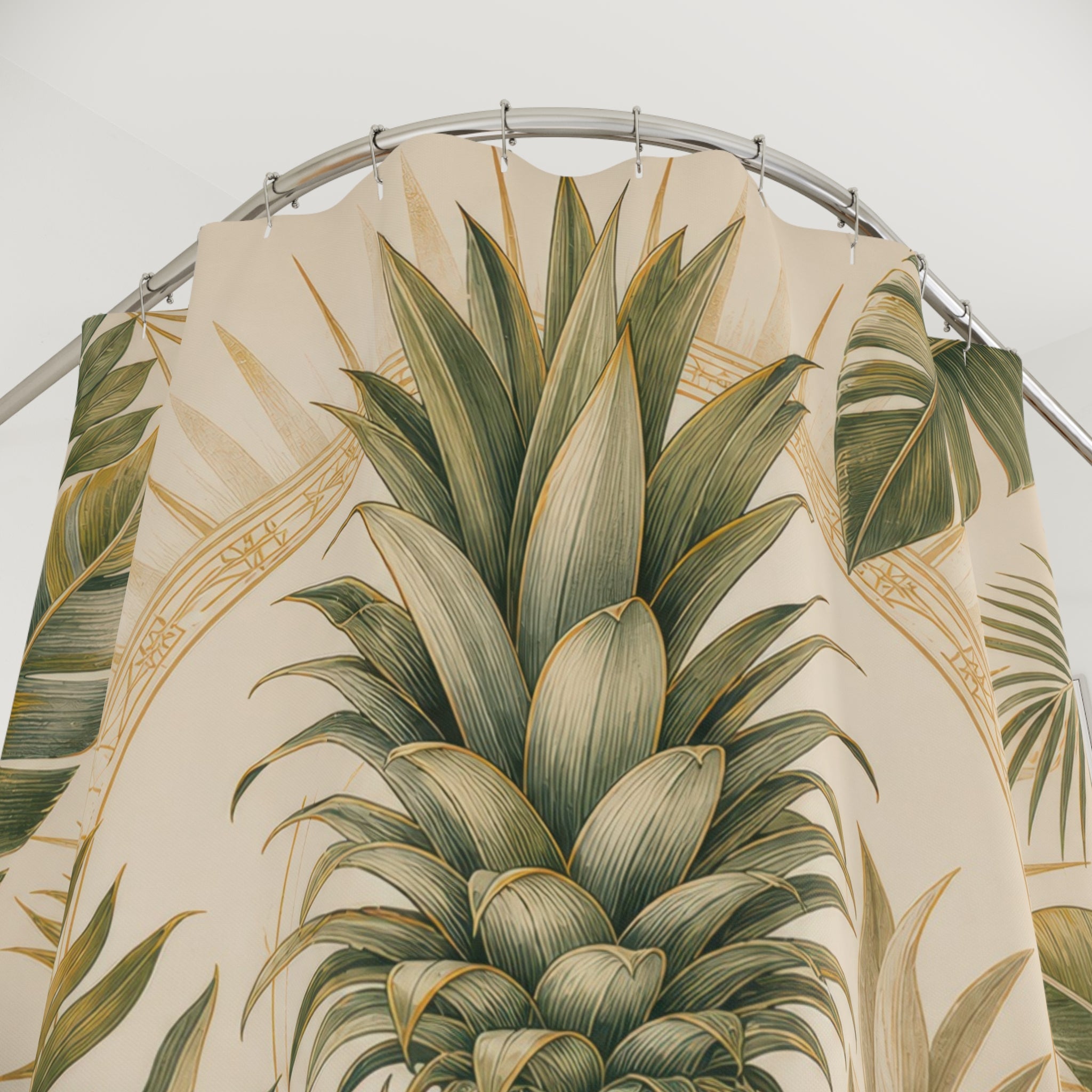Tropical Botanical Pineapple Shower Curtain