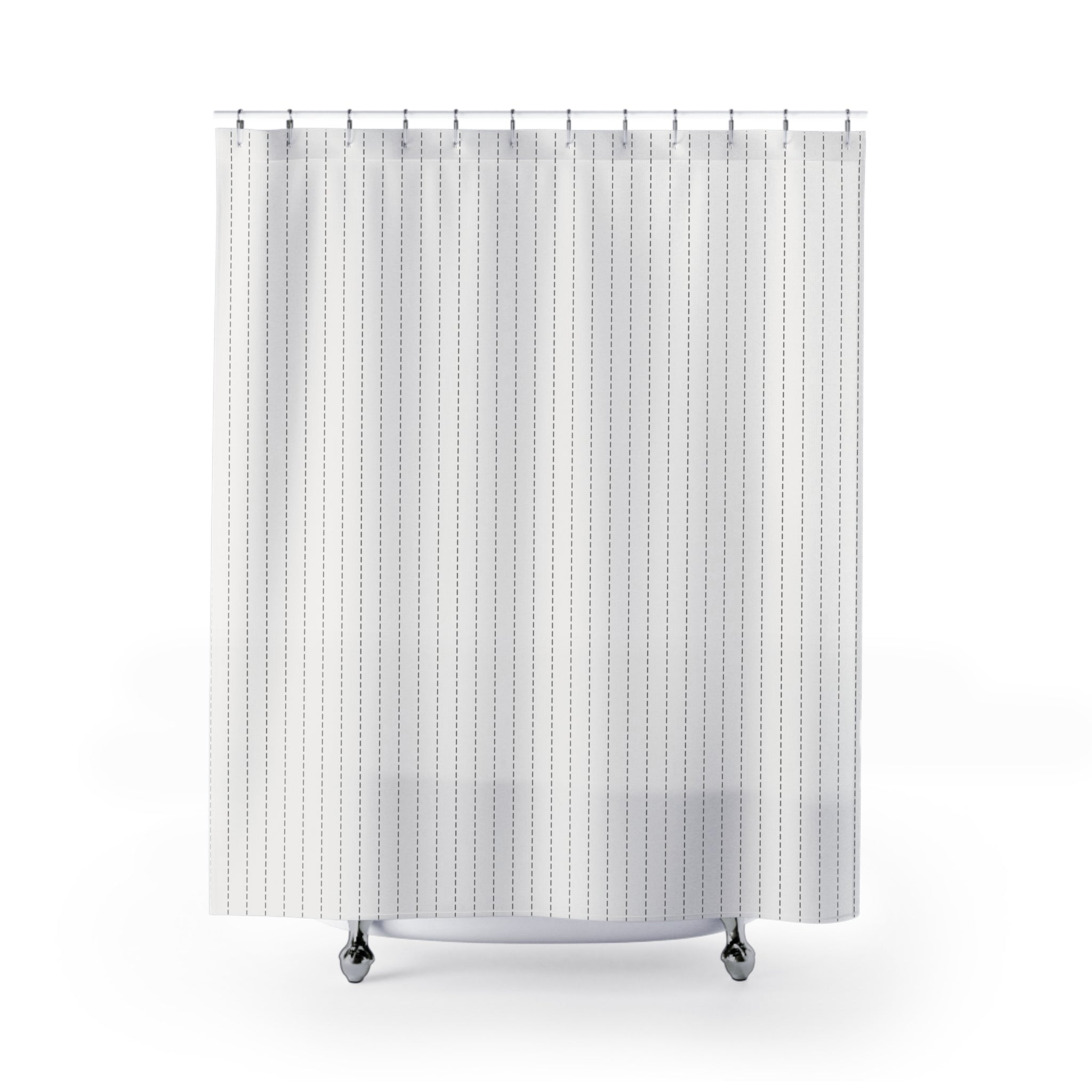 Grey and White Dash Stripe Shower Curtain