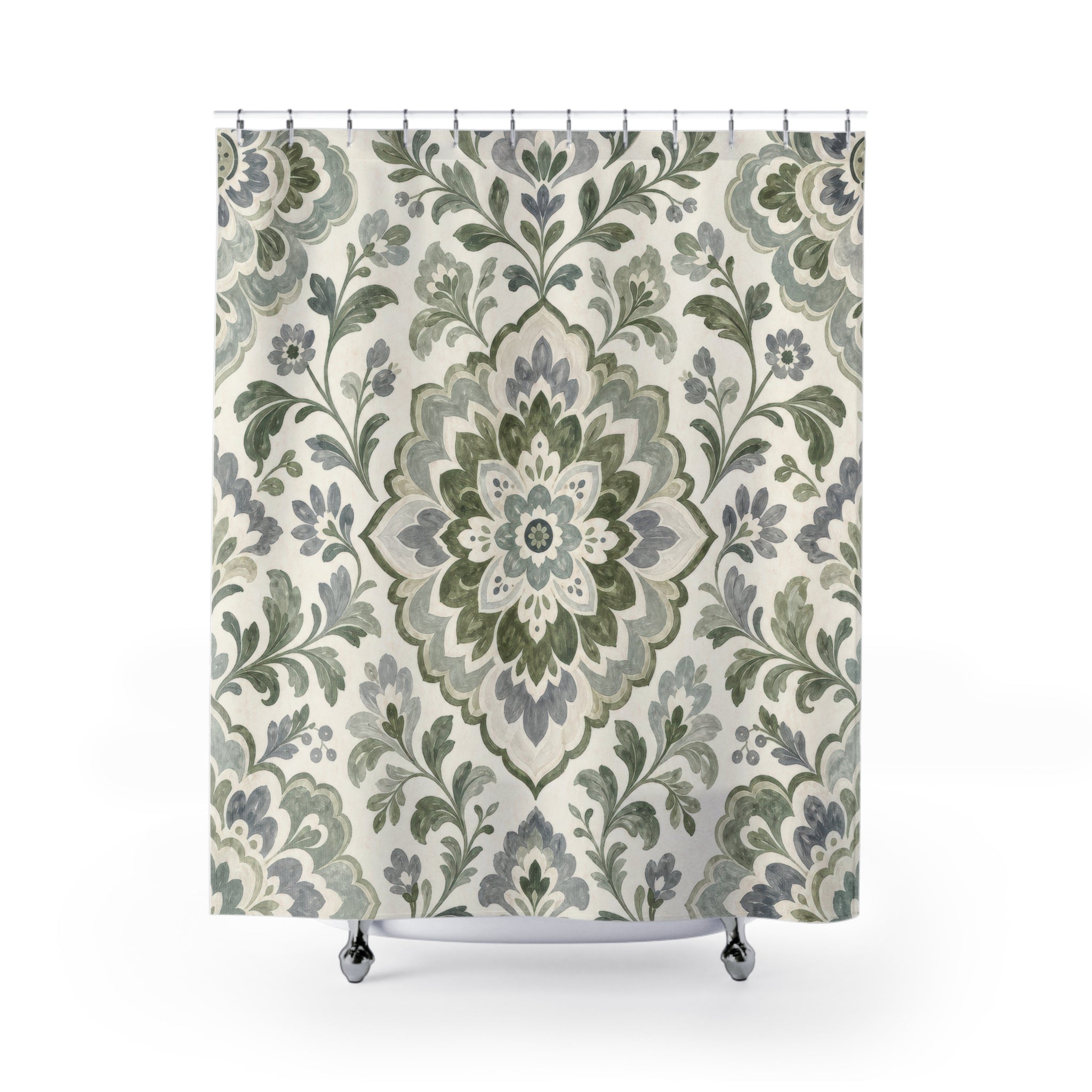 Green Medallion Shower Curtain