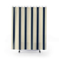 Navy Cream Vertical Stripe Shower Curtain