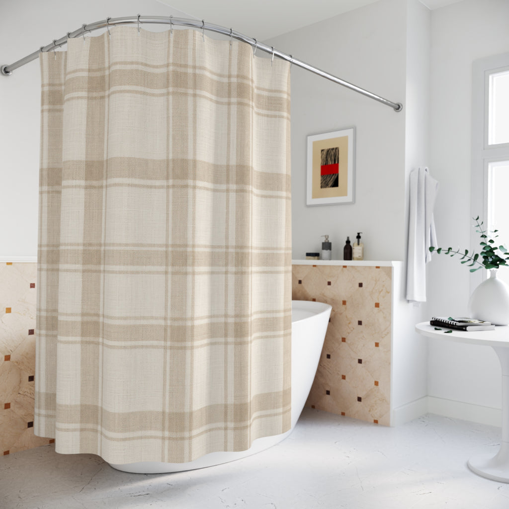 Neutral Plaid Check Shower Curtain