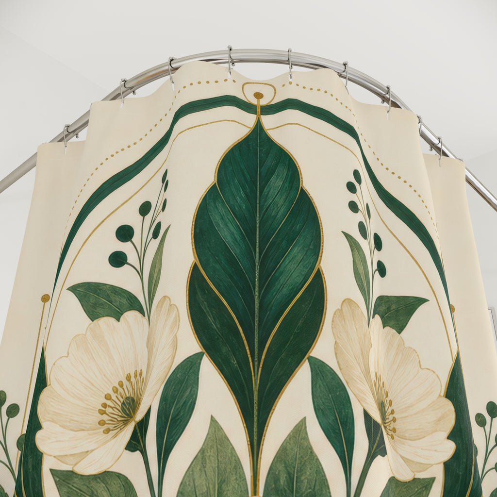 Nouveau Botanical Emerald Green Shower Curtain