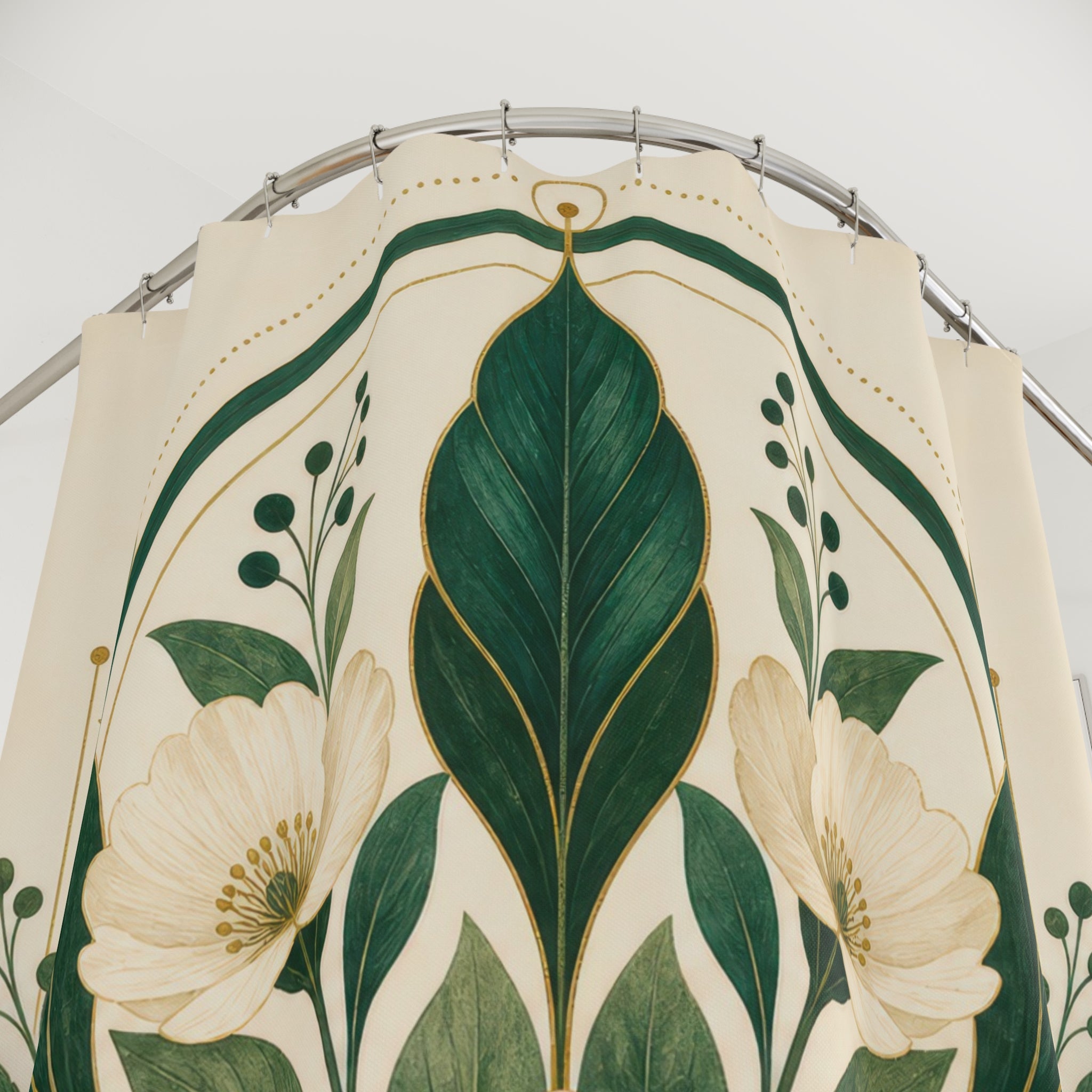 Nouveau Botanical Emerald Green Shower Curtain