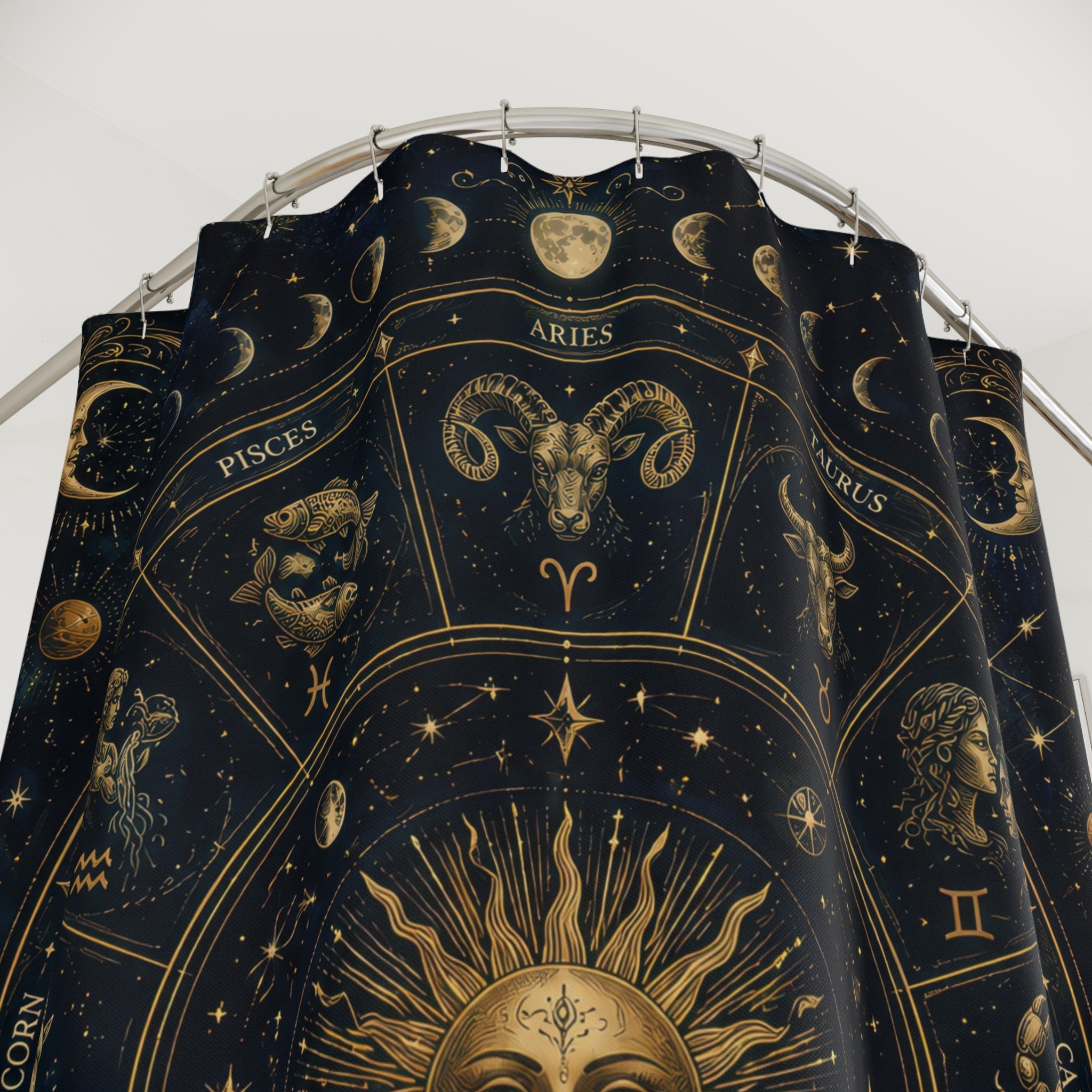 Astrology Shower Curtain: Celestial Zodiac Wheel